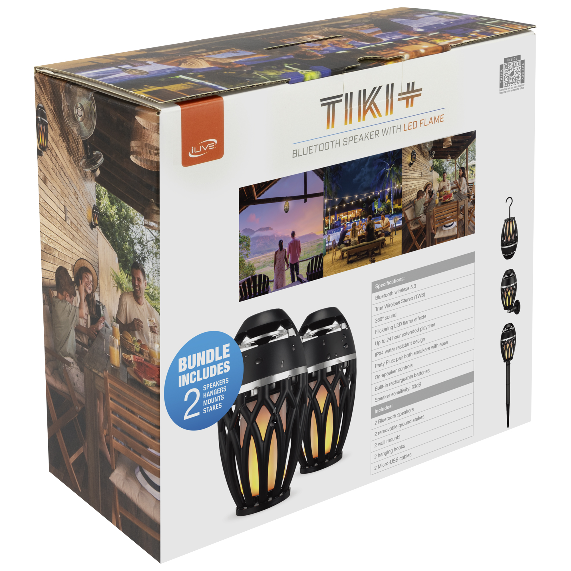 Picture of iLive Tiki & Bluetooth Speakers with LED Flame - Black