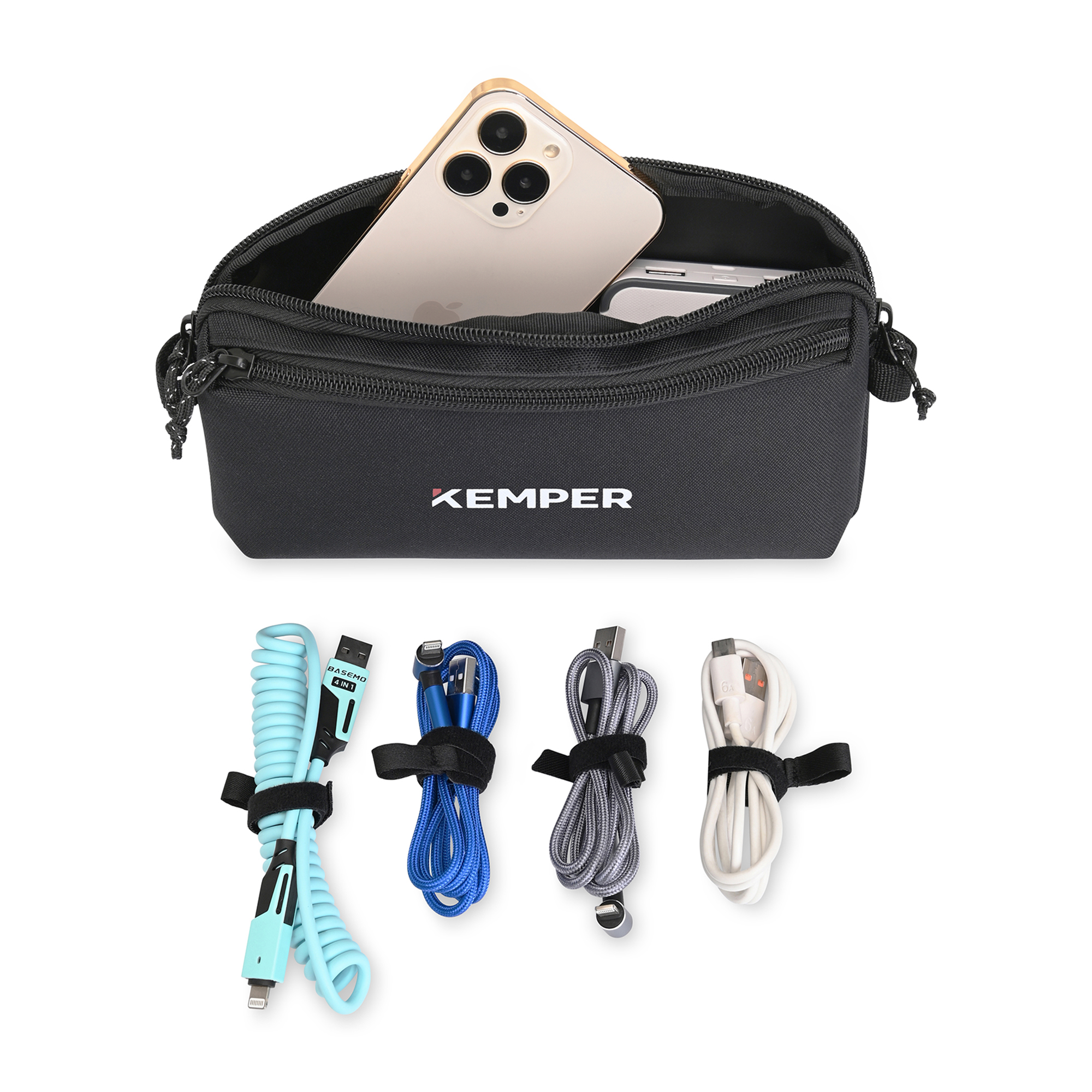Picture of Newton Recycled rPET Electronics Cord Management Pouch - Black