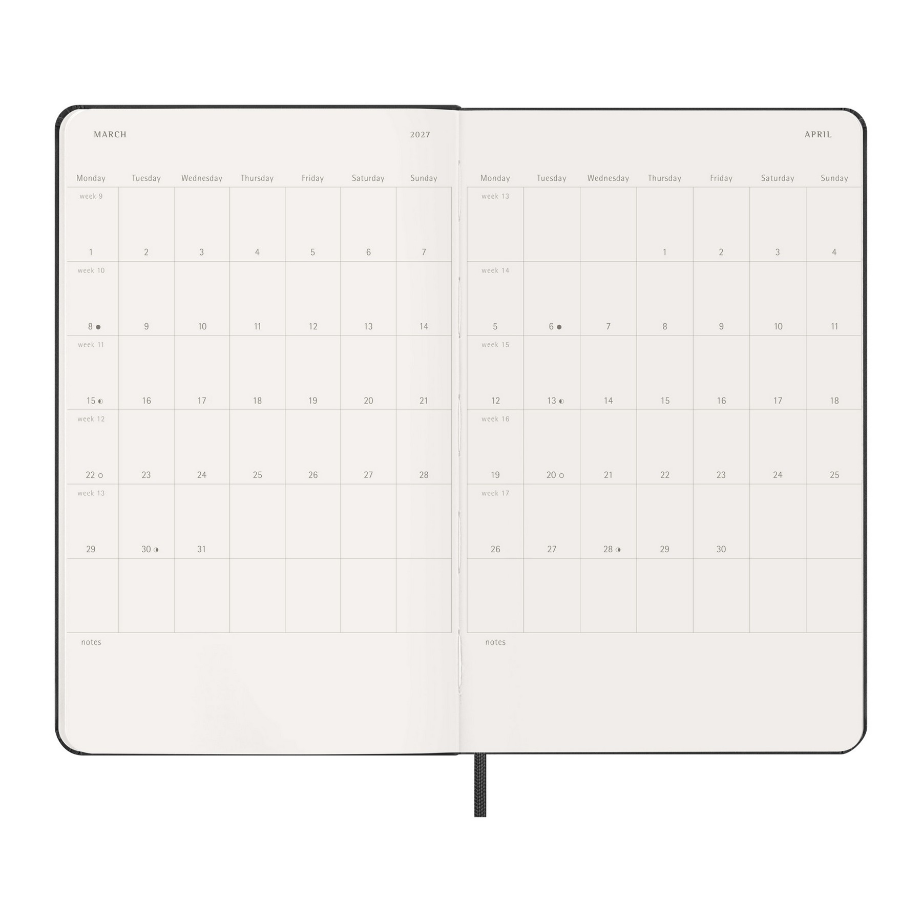 Picture of Moleskine Hard Cover Large 12-Month Weekly 2027 Planner - Black