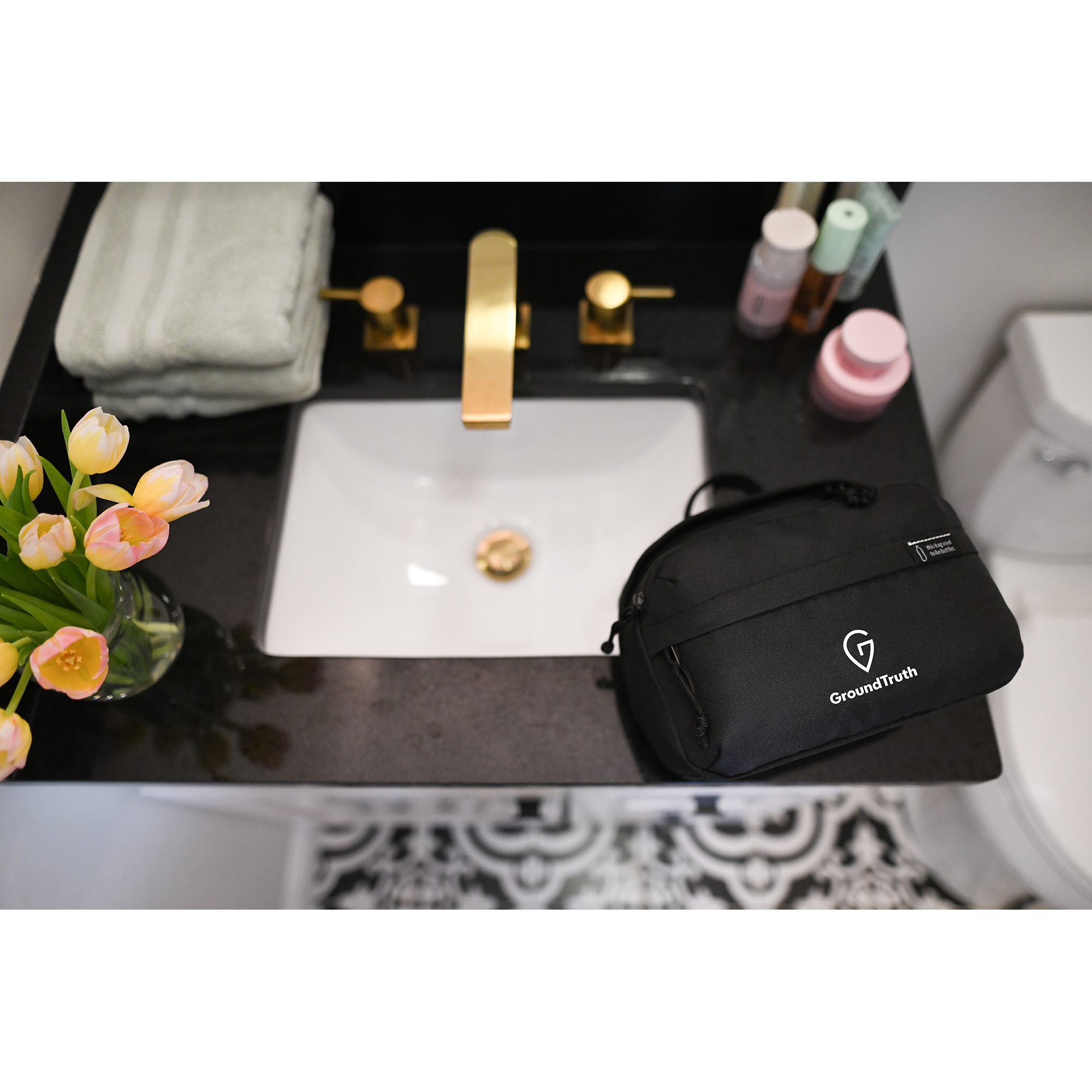 Picture of Renew Recycled rPET Toiletry Bag - AWARE - Black