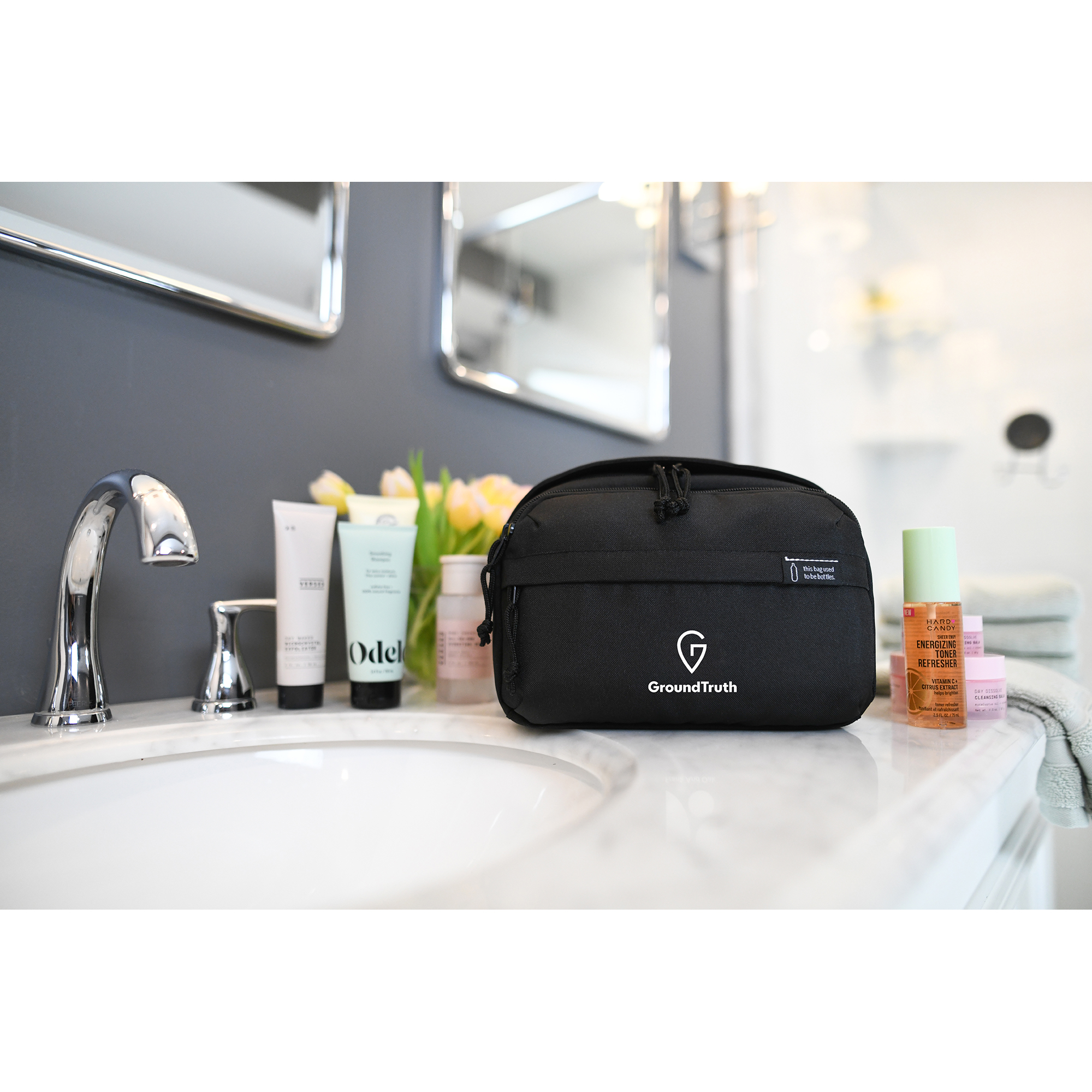 Picture of Renew Recycled rPET Toiletry Bag - AWARE - Black