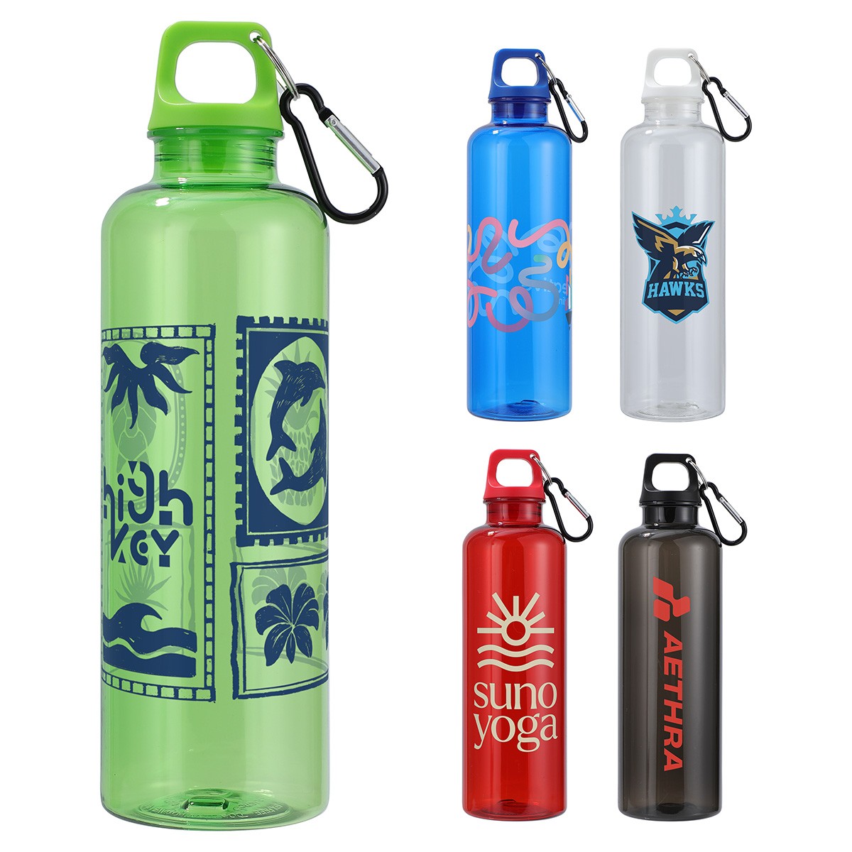Picture of Aloha 25 oz RPET Reusable Translucent Bottle w/ Carabiner