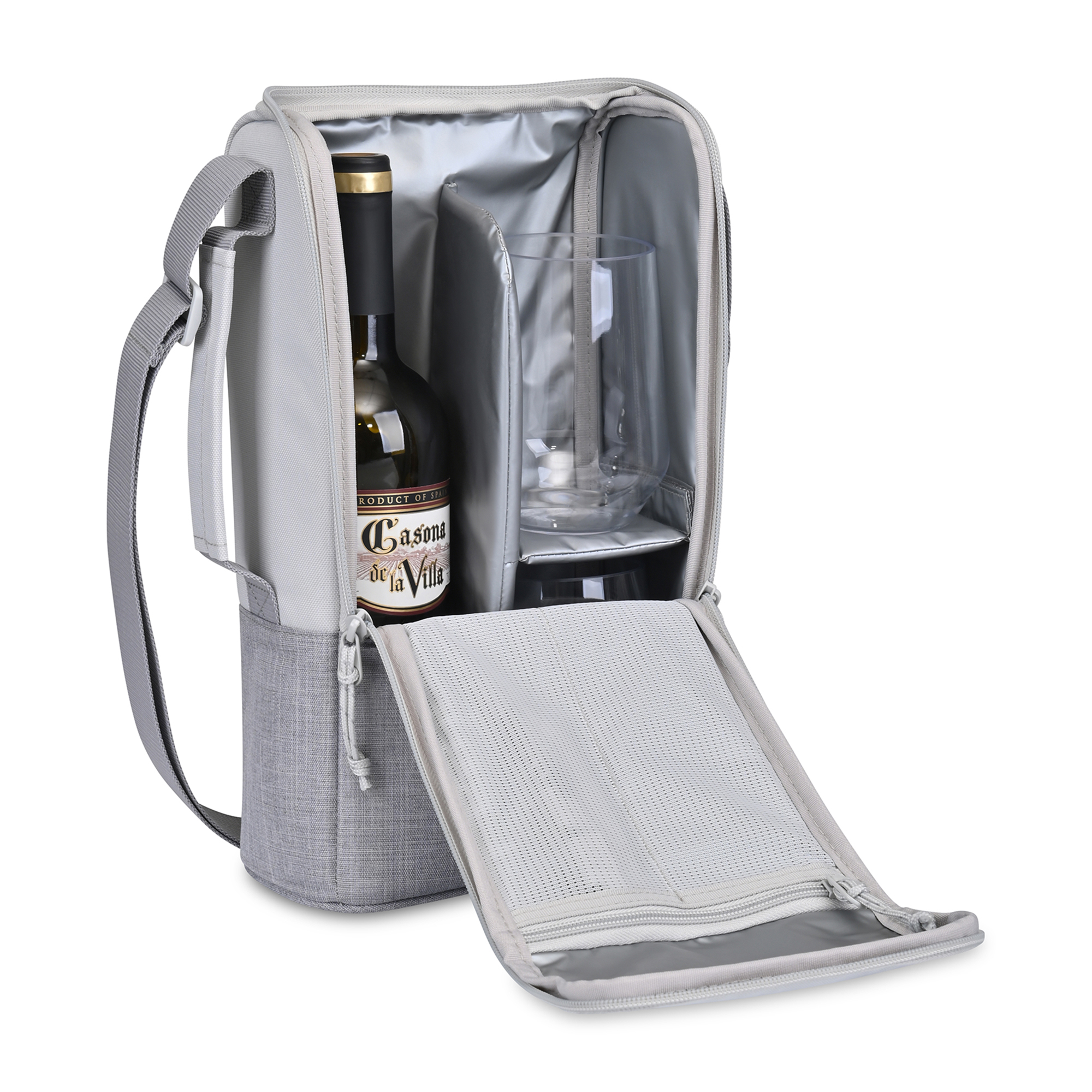 Picture of Parkview Recycled rPET Insulated Wine-to-Go Carry Tote - Greystone