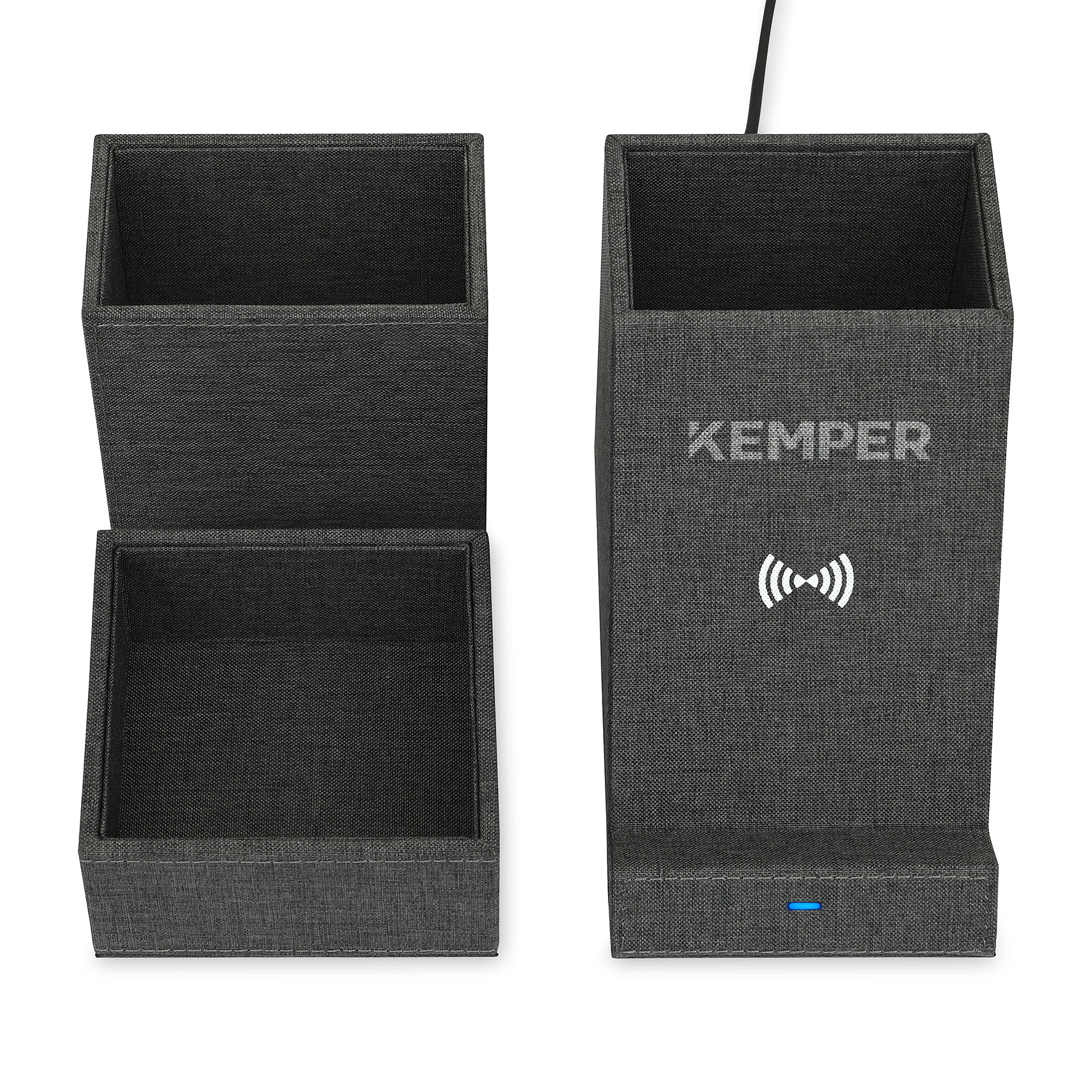 Picture of Eden Recycled rPET Wireless Charging Desk Organizer - Charcoal Heather