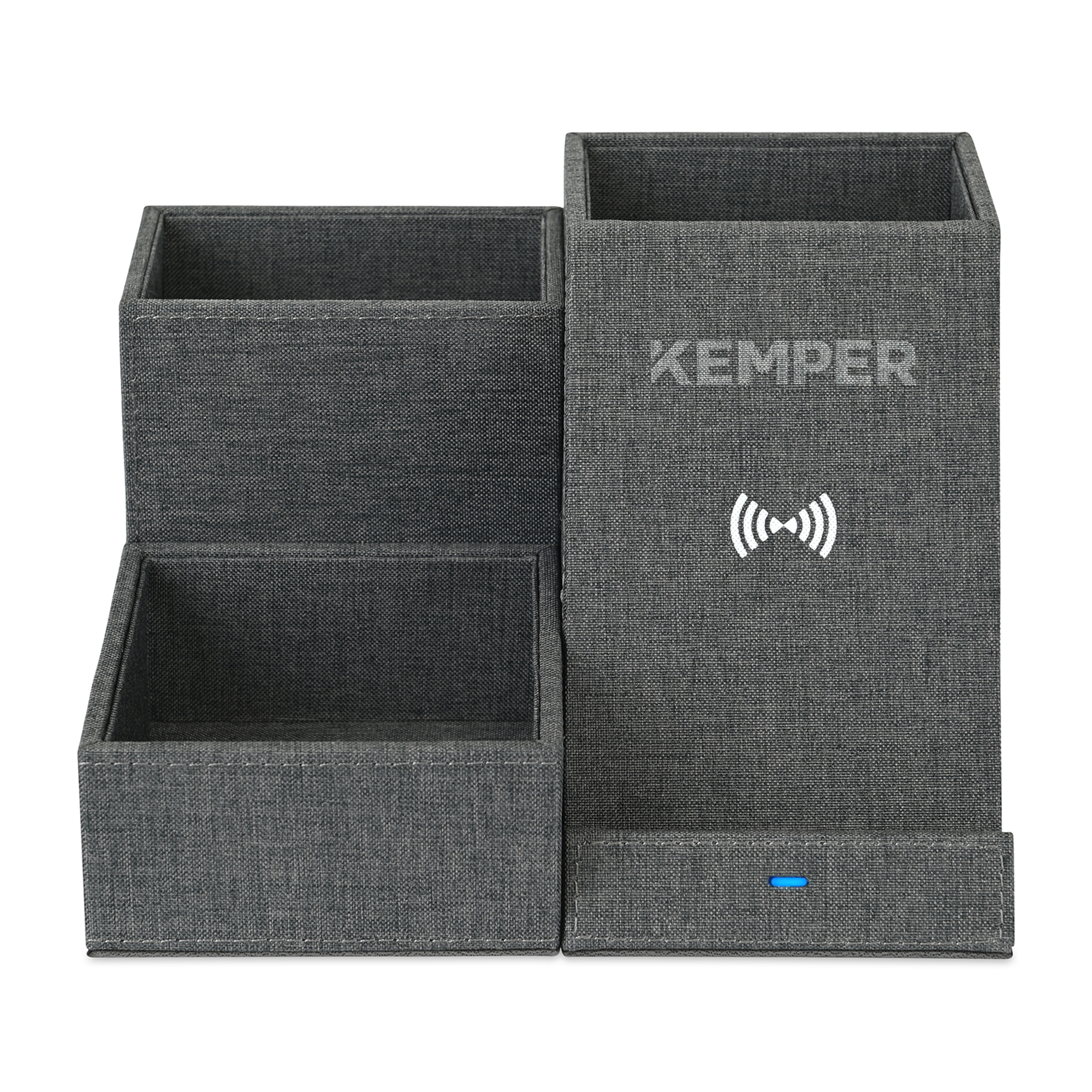 Picture of Eden Recycled rPET Wireless Charging Desk Organizer - Charcoal Heather
