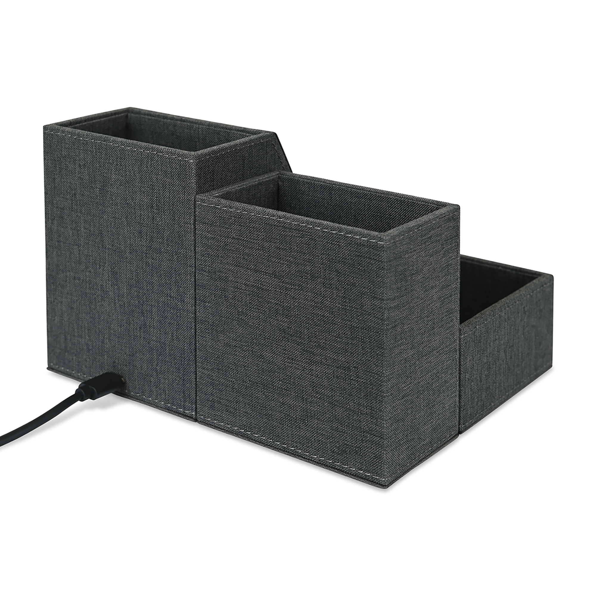 Picture of Eden Recycled rPET Wireless Charging Desk Organizer - Charcoal Heather