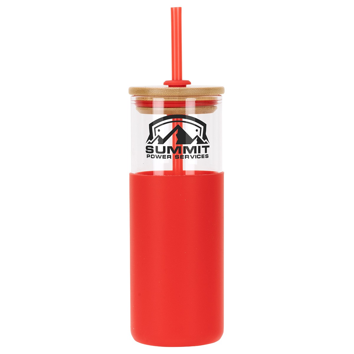 Picture of Stirling 18 oz Glass Tumbler with Silicone Sleeve & PP Straw