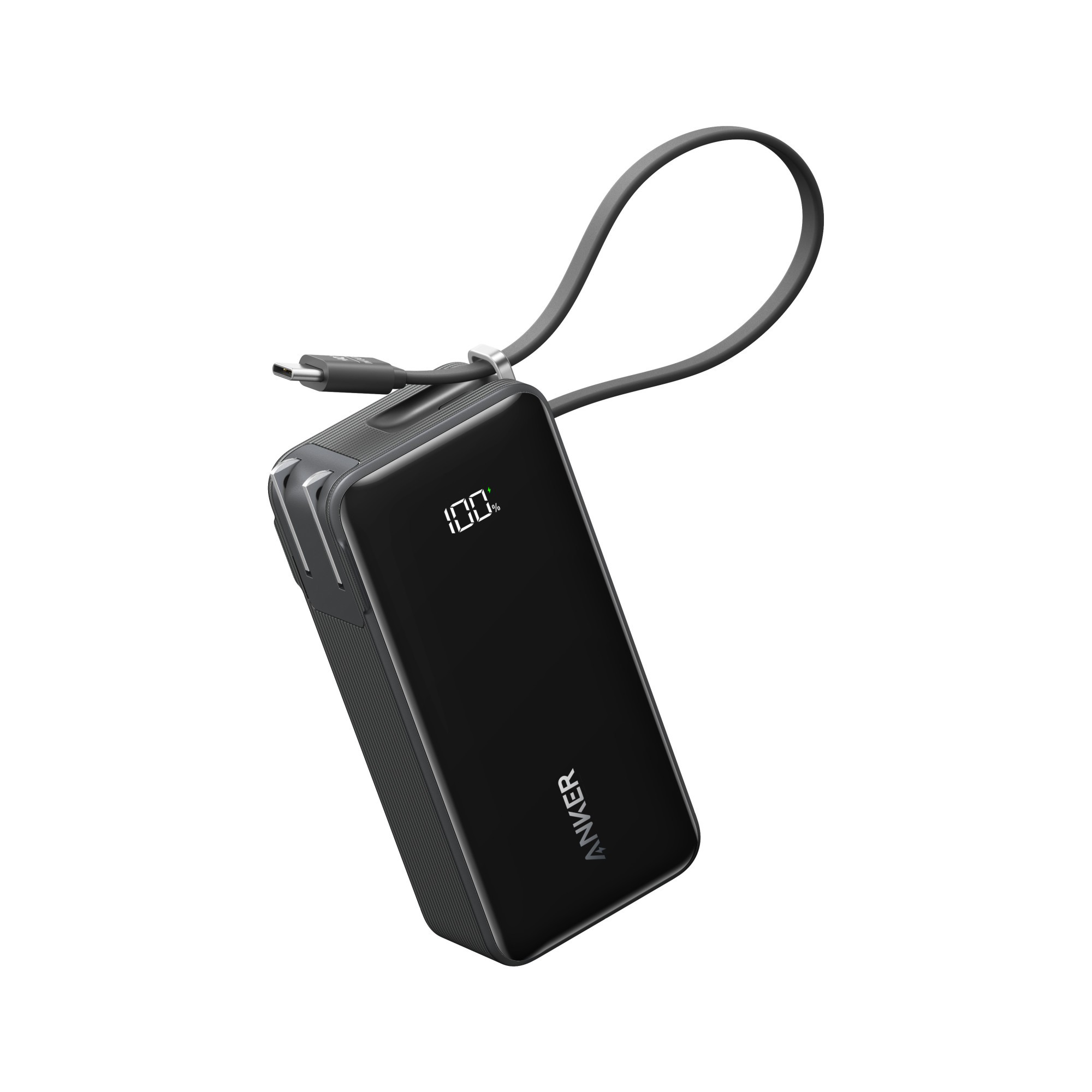 Picture of Anker Power Bank (10K, Fusion, Built-In Cable) - Black