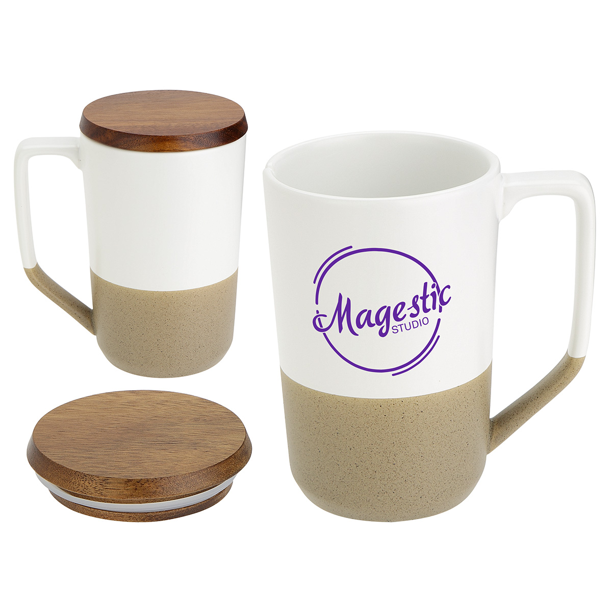 Picture of Bellaria 15 oz Ceramic Mug with Wood Lid