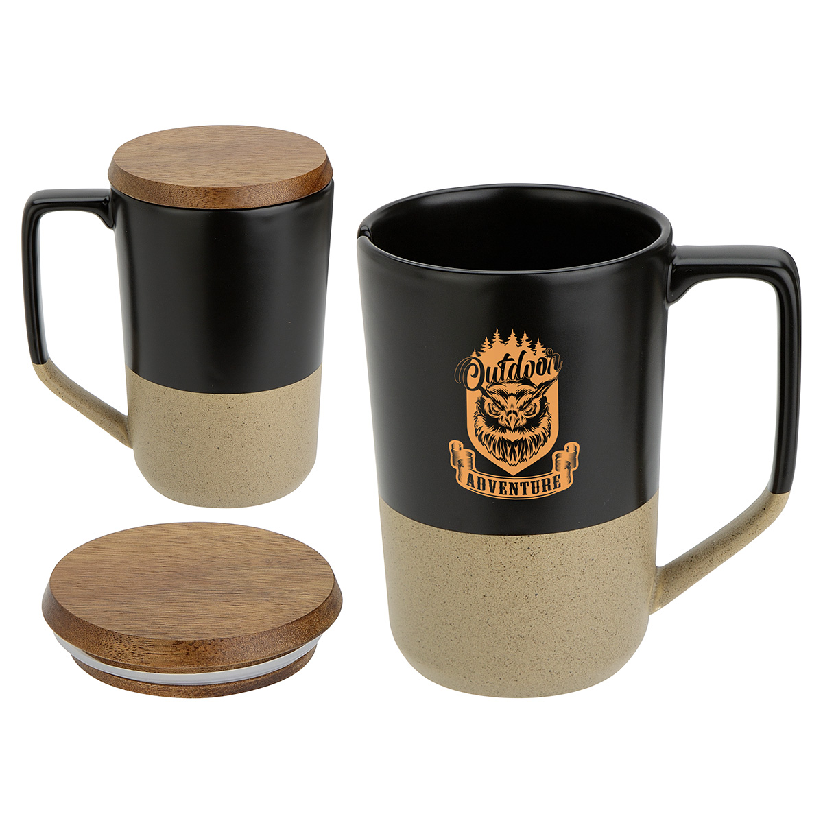 Picture of Bellaria 15 oz Ceramic Mug with Wood Lid