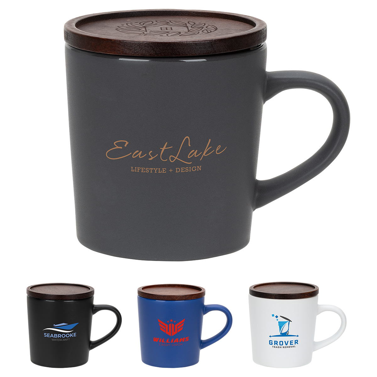Picture of Circo 16 oz Ceramic Mug with Wooden Lid