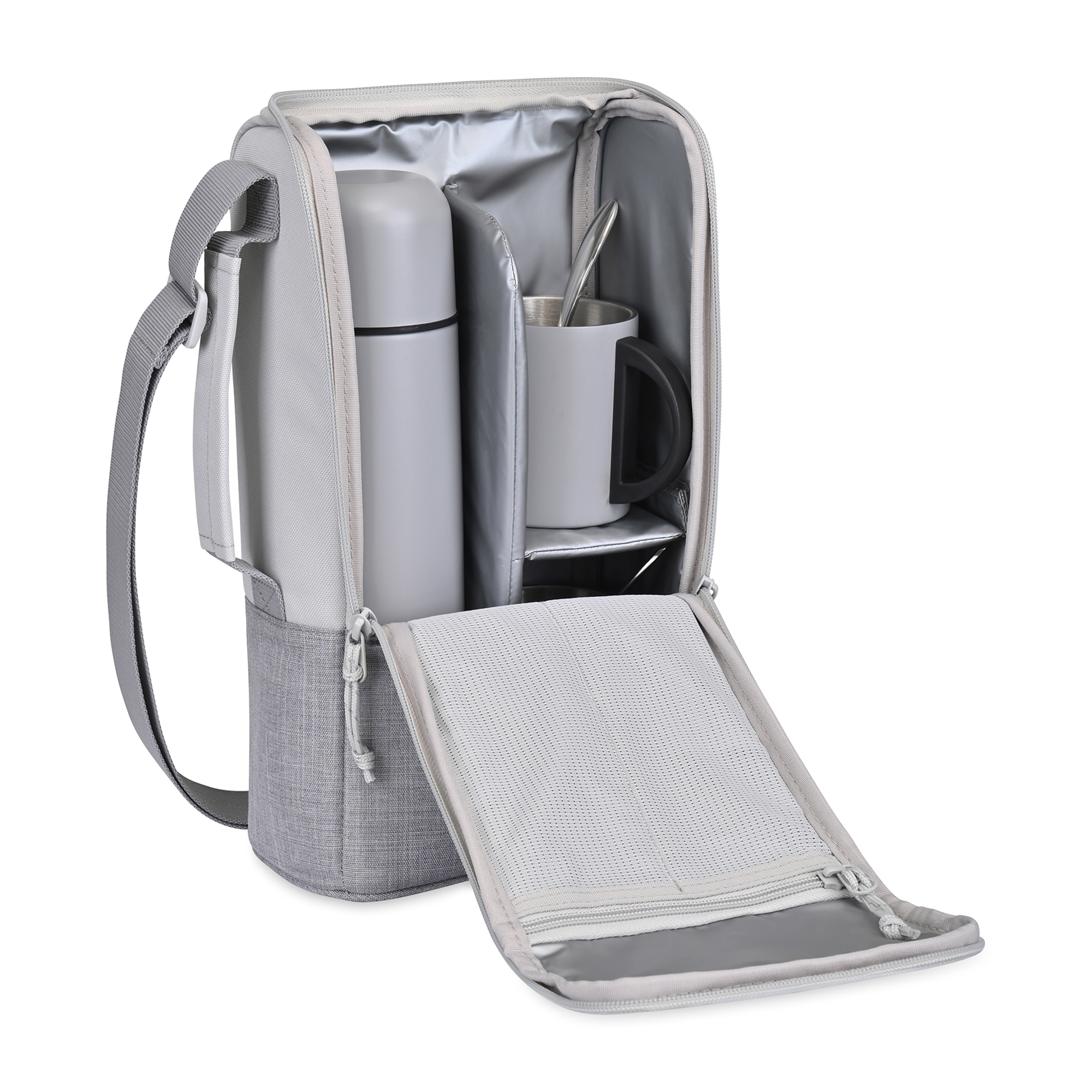 Picture of Parkview Recycled rPET Insulated Coffee-to-Go Carry Tote - Greystone