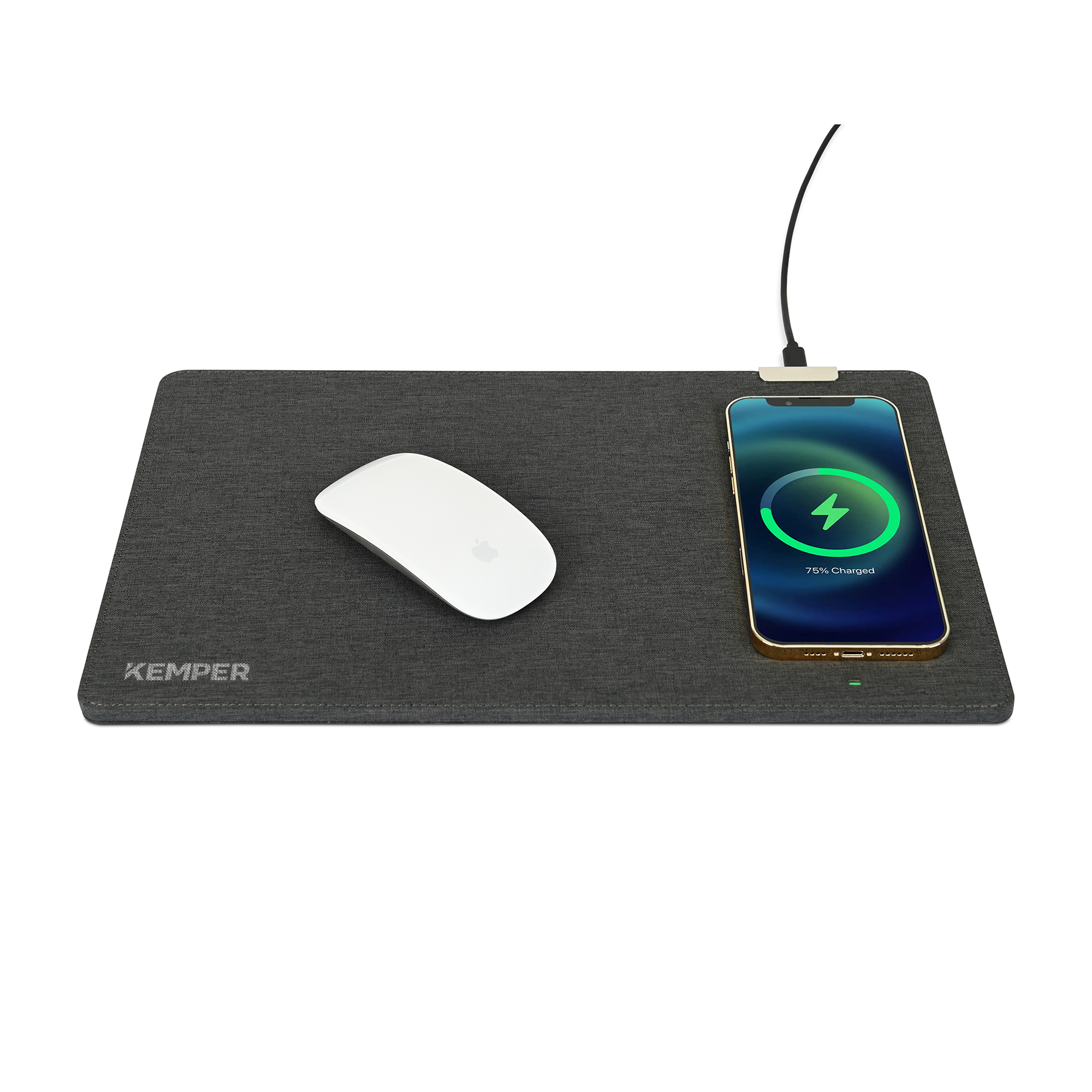Picture of Eden Recycled Polyester Wireless Charging Mouse Pad - Charcoal Heather