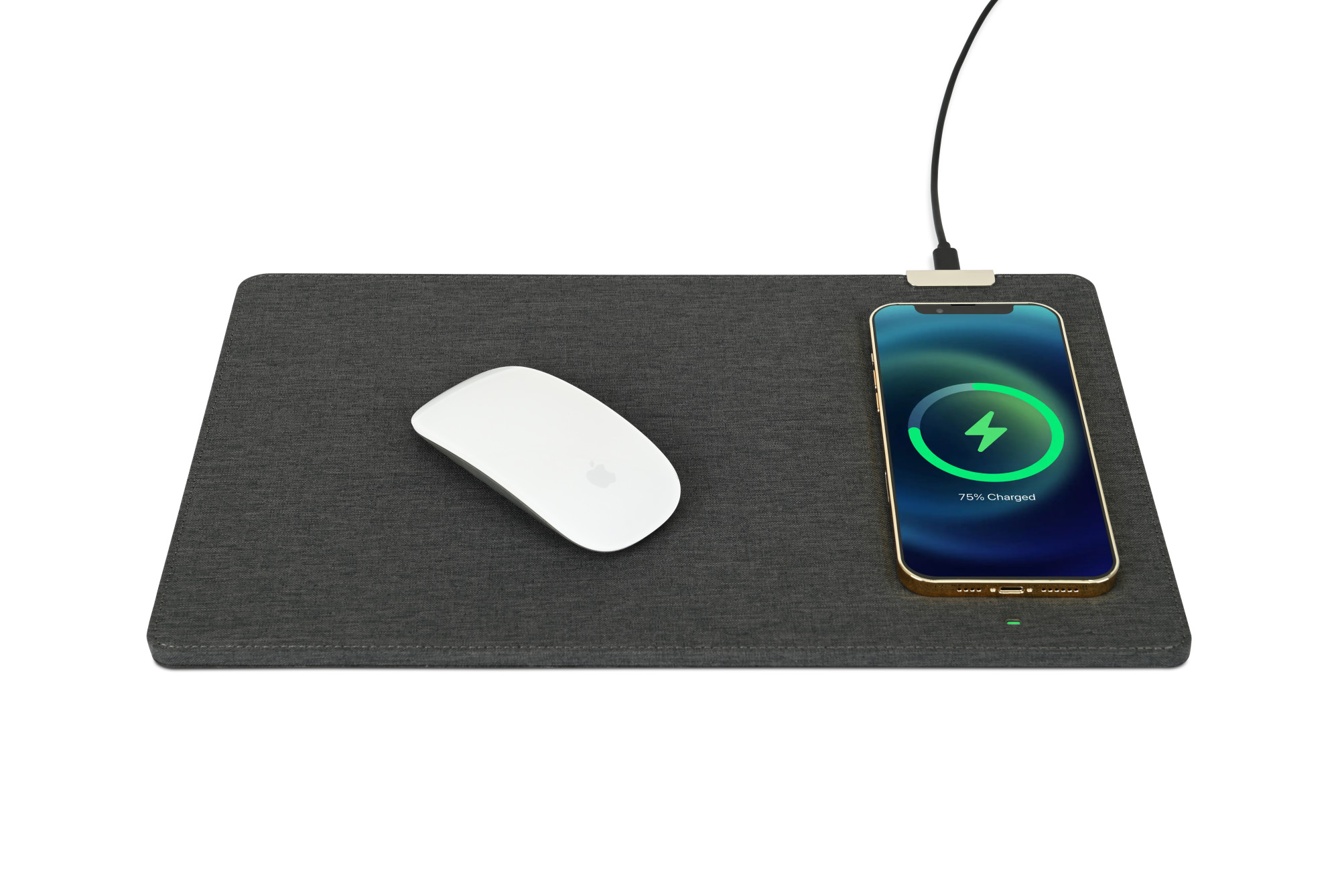 Picture of Eden Recycled Polyester Wireless Charging Mouse Pad - Charcoal Heather