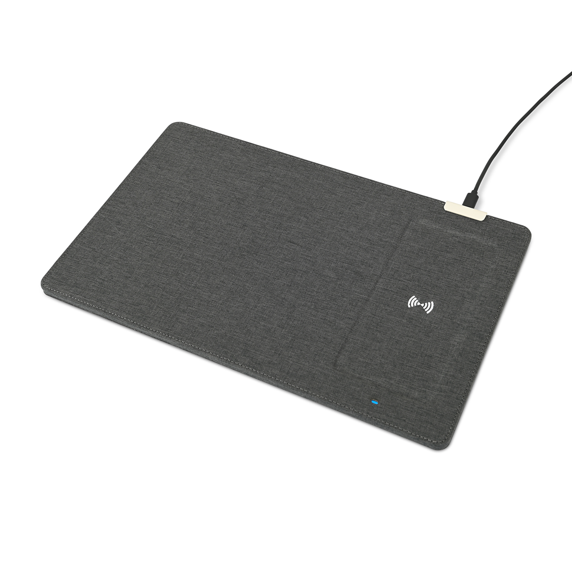 Picture of Eden Recycled Polyester Wireless Charging Mouse Pad - Charcoal Heather