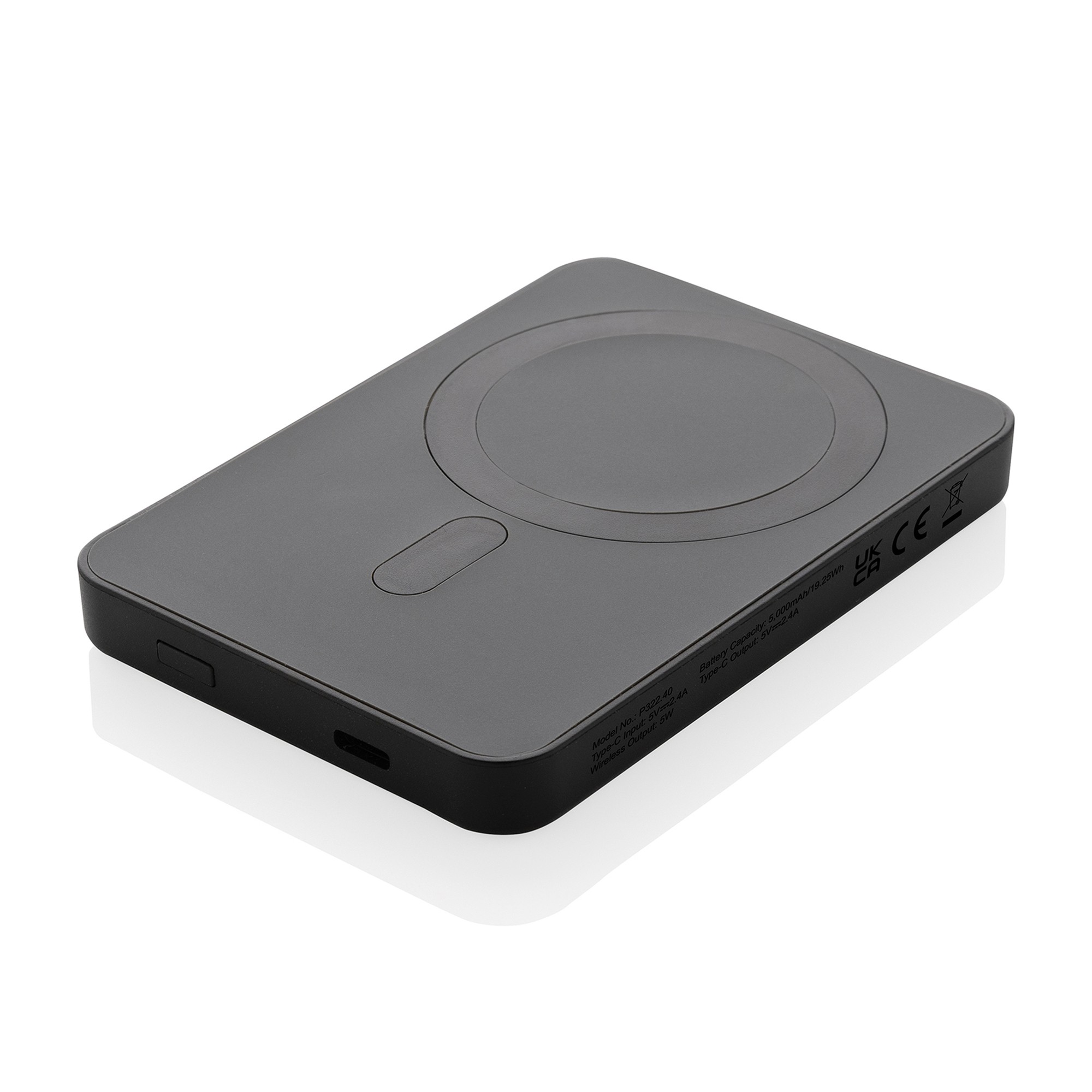 Picture of Magnetix Recycled Plastic 5000 mAh Magnetic Powerbank - Black