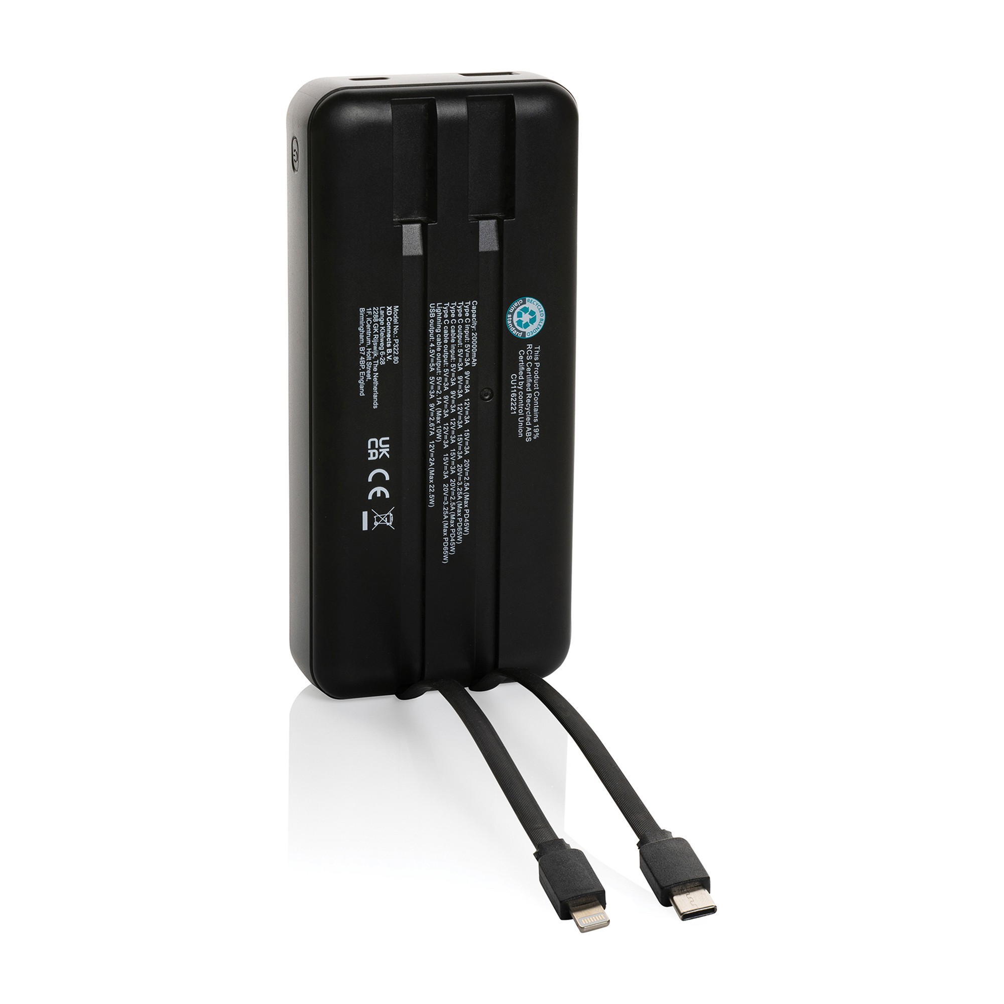 Picture of Gridley rPlastic 20000 65W Laptop Powerbank - Black