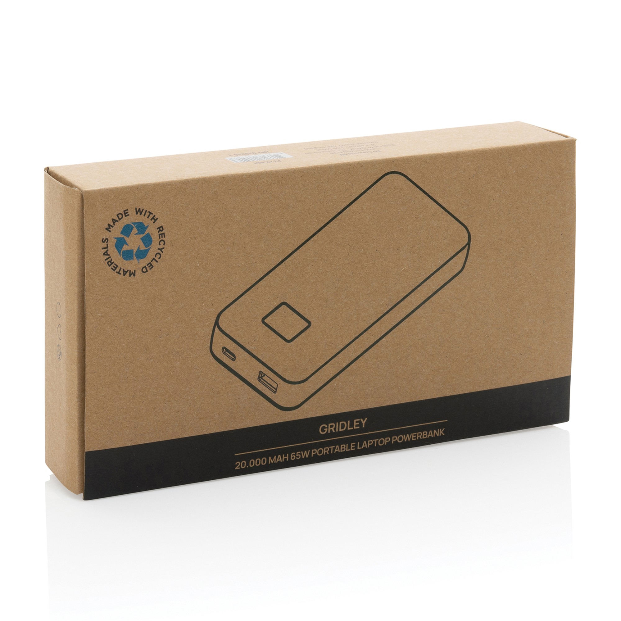 Picture of Gridley rPlastic 20000 65W Laptop Powerbank - Black