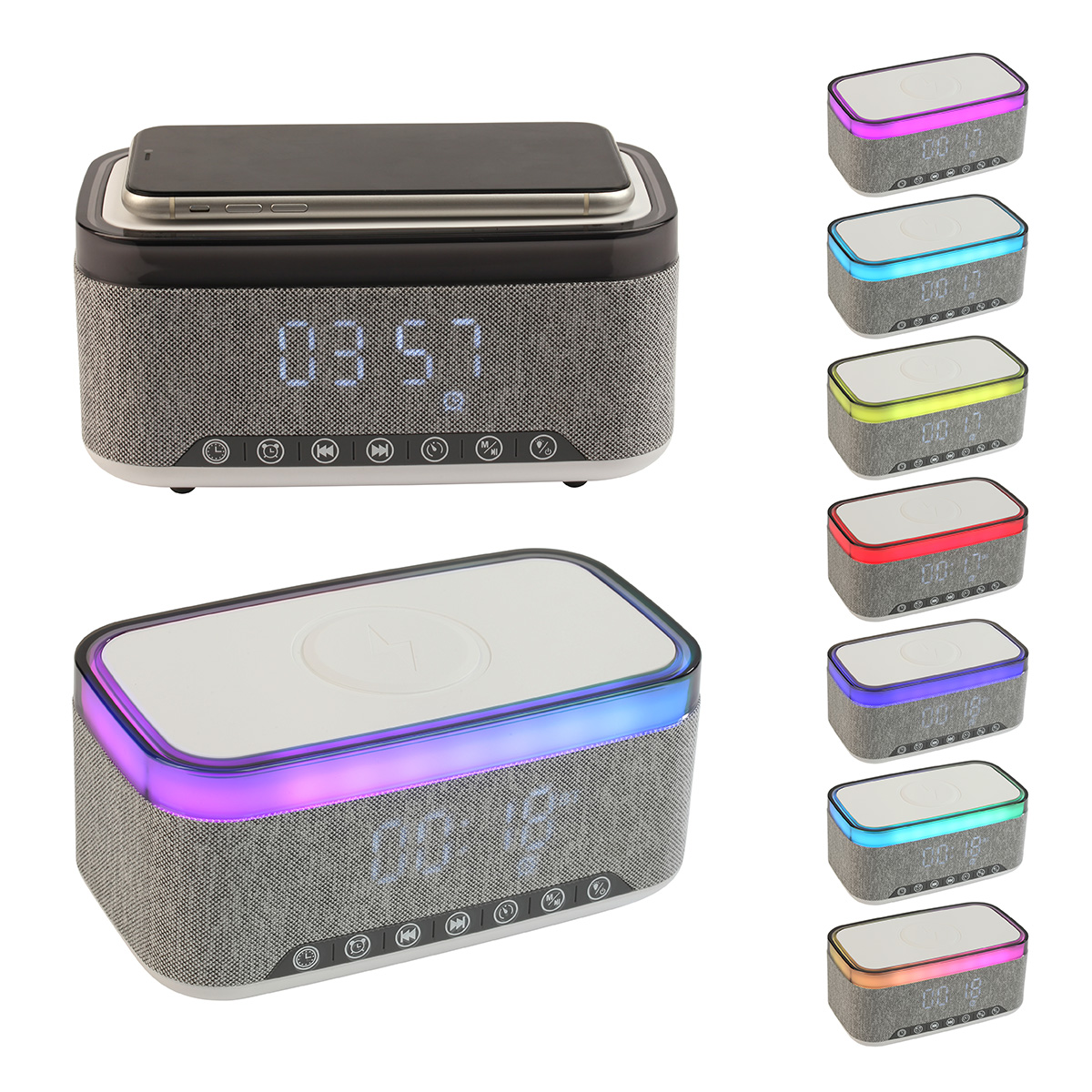 Picture of Sunset 20W Stereo Speaker with White Noise, Clock, Radio, and 15W Wireless