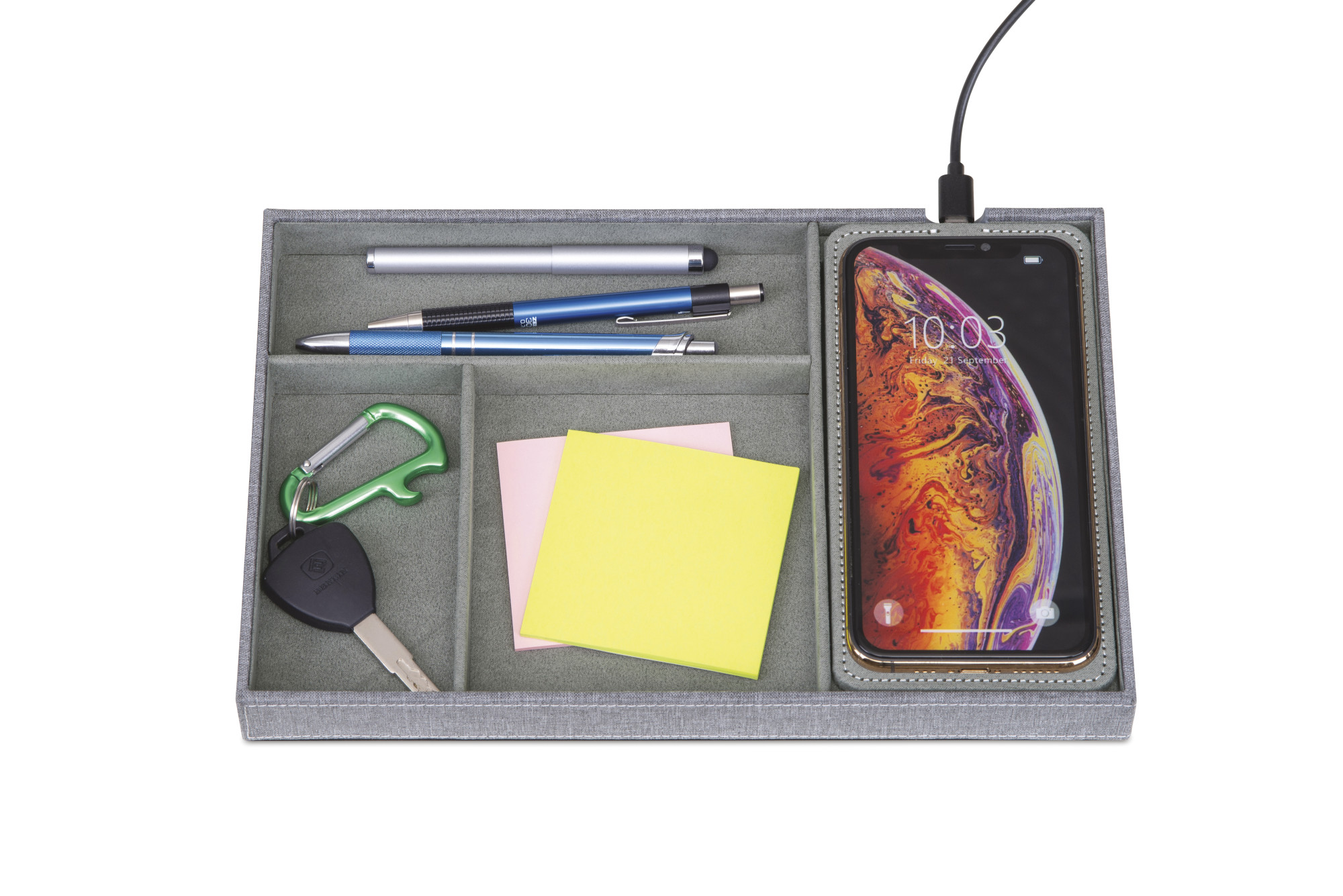 Picture of Truman Wireless Charging Accessory Tray - Medium Grey Heather