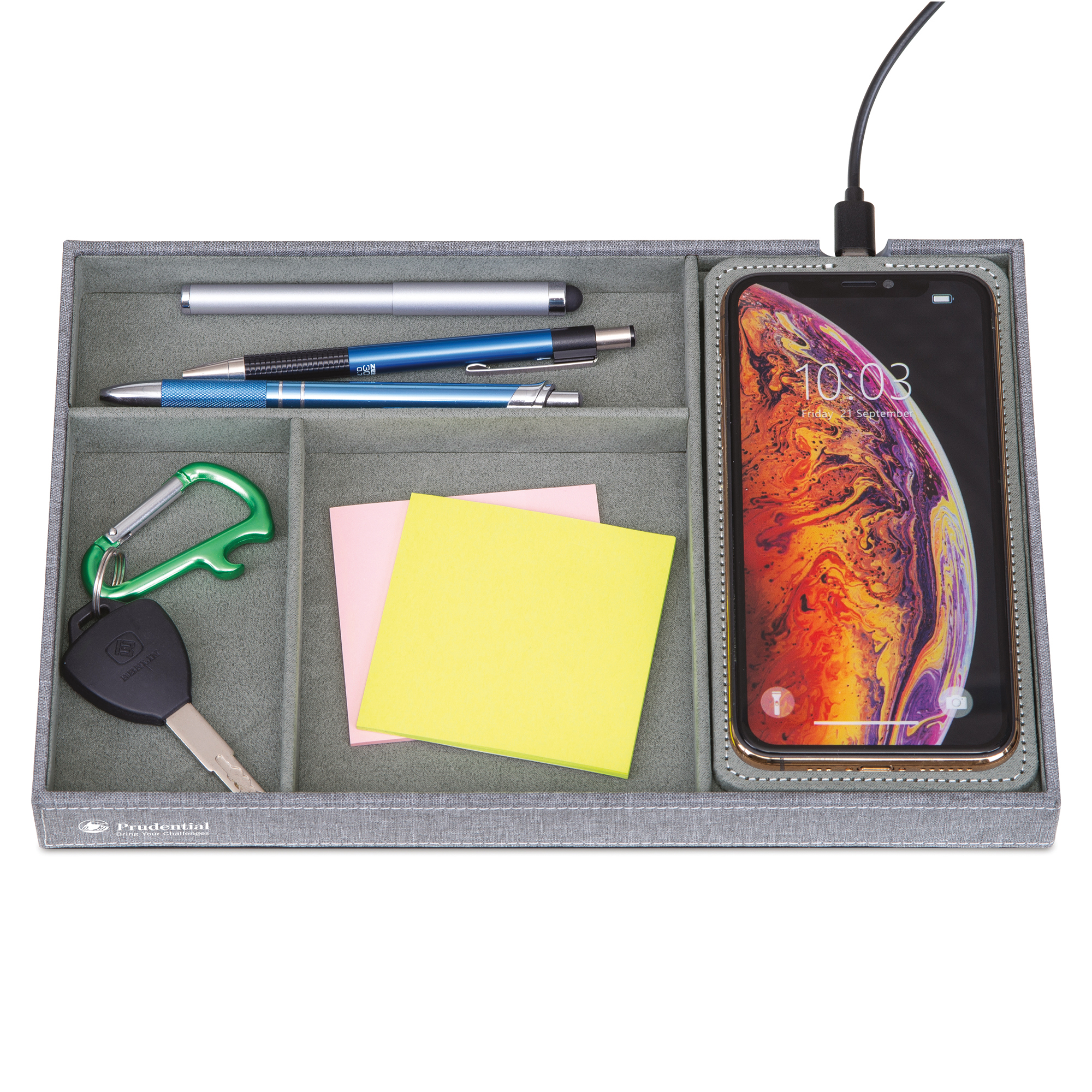 Picture of Truman Wireless Charging Accessory Tray - Medium Grey Heather