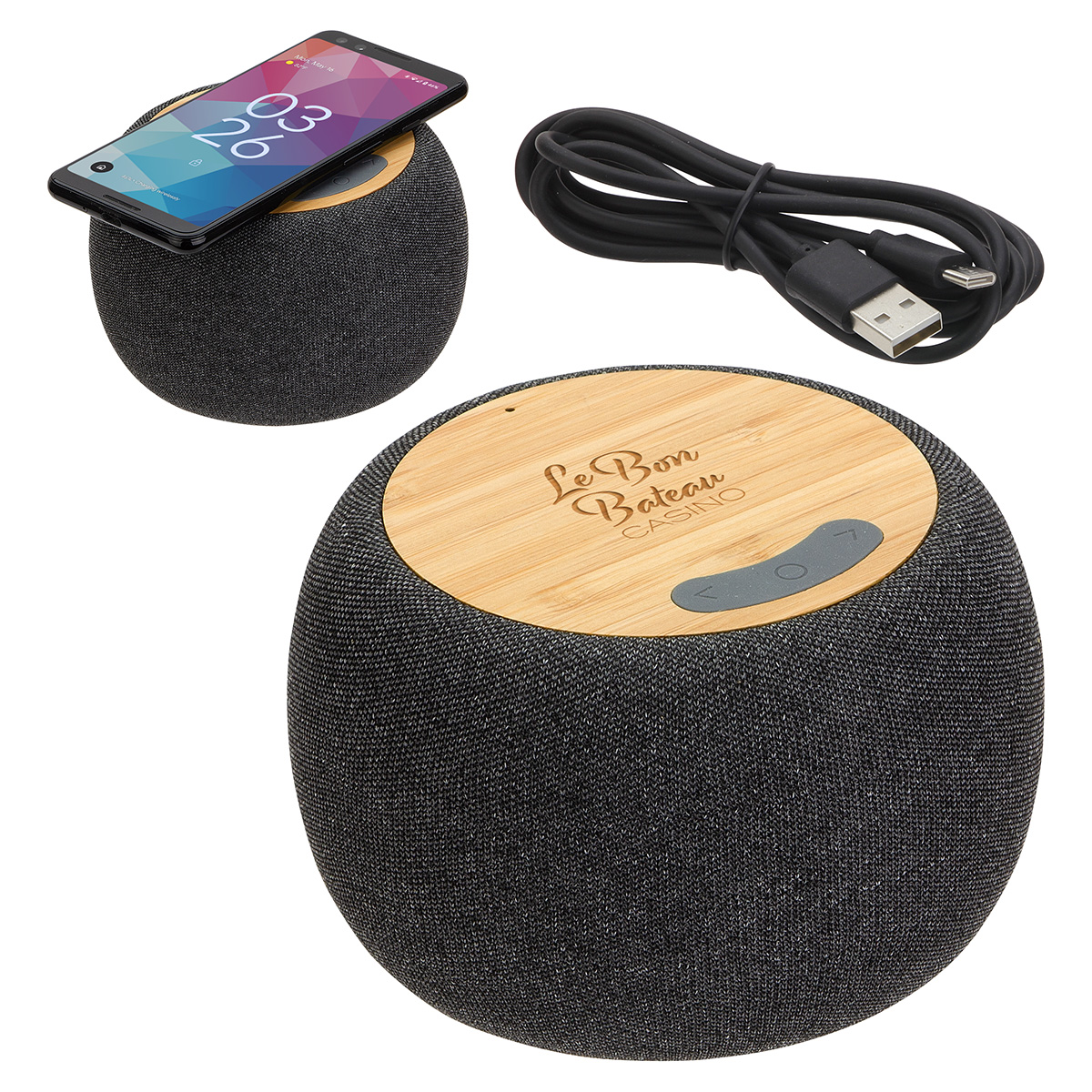 Picture of Empire Bamboo Wireless Speaker with 5W Wireless Charger