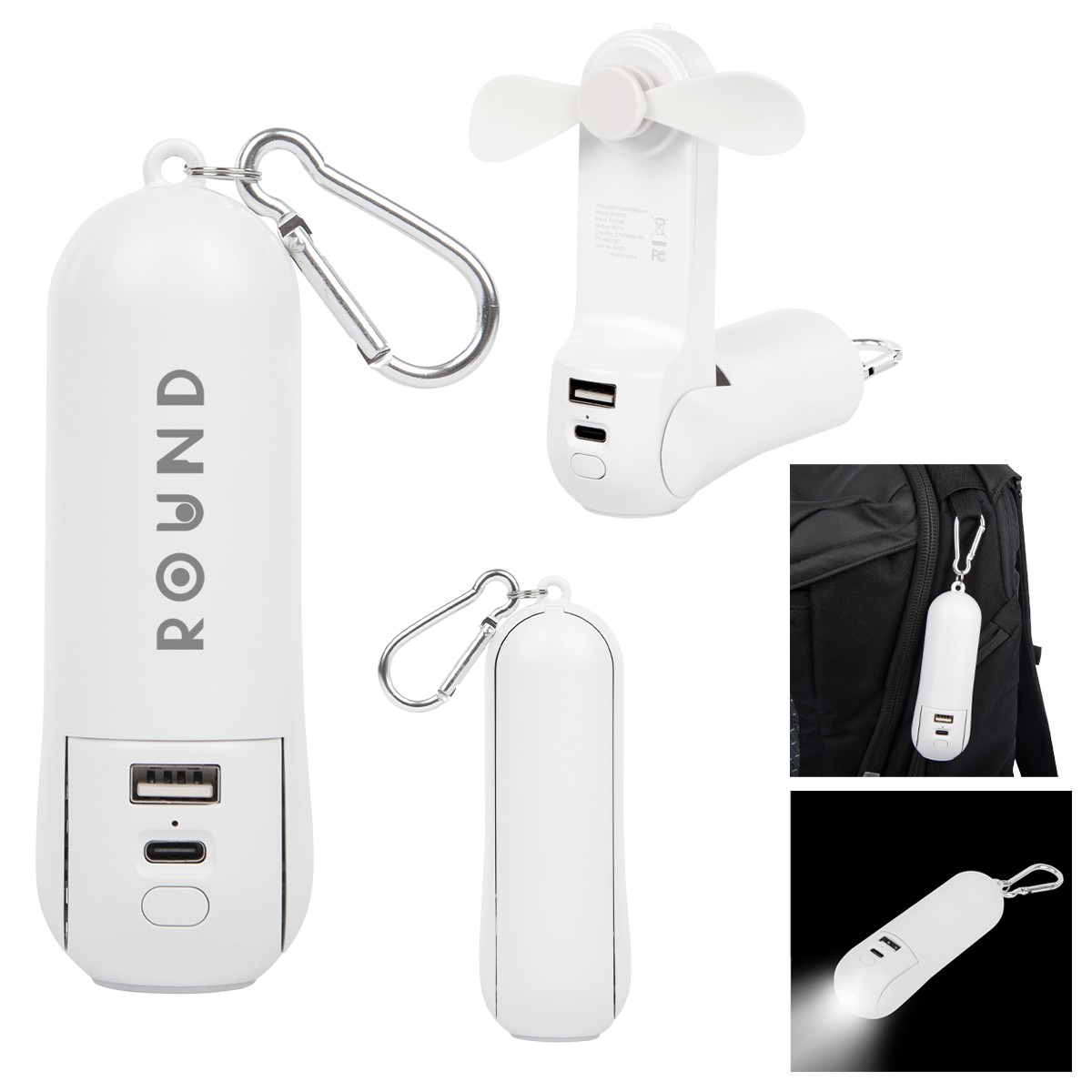 Picture of Rechargeable Power Bank With Fan & Flashlight