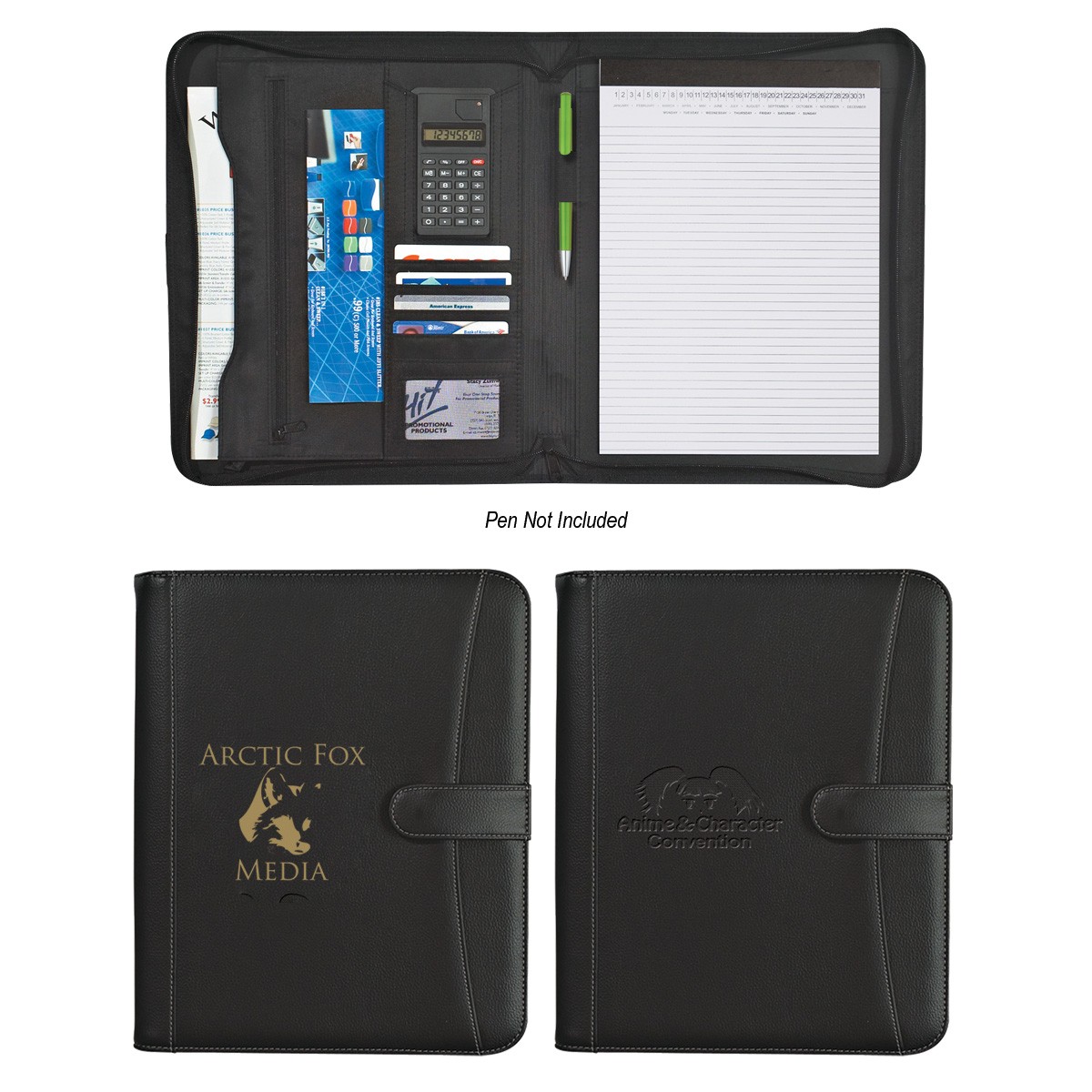 Picture of Pebble Grain Zippered Portfolio With Calculator