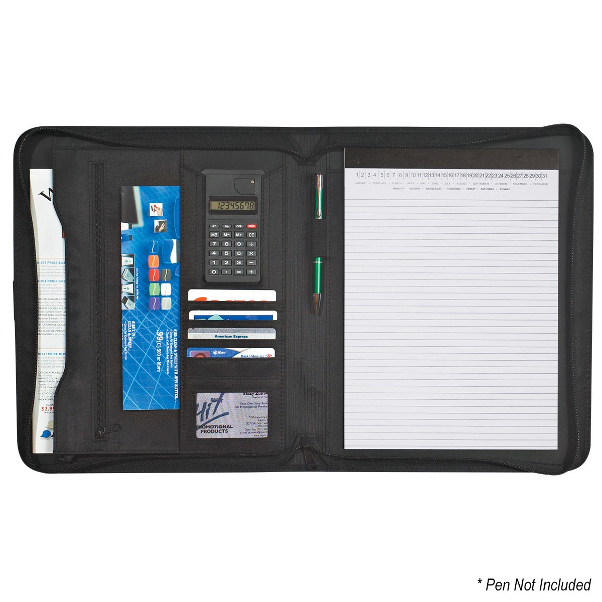 Picture of Pebble Grain Zippered Portfolio With Calculator