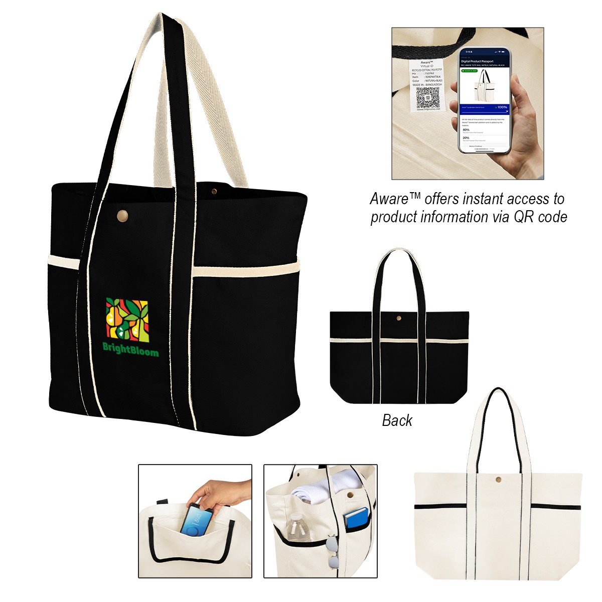 Picture of Aware™ 10 Oz. Recycled Cotton Canvas Tote Bag