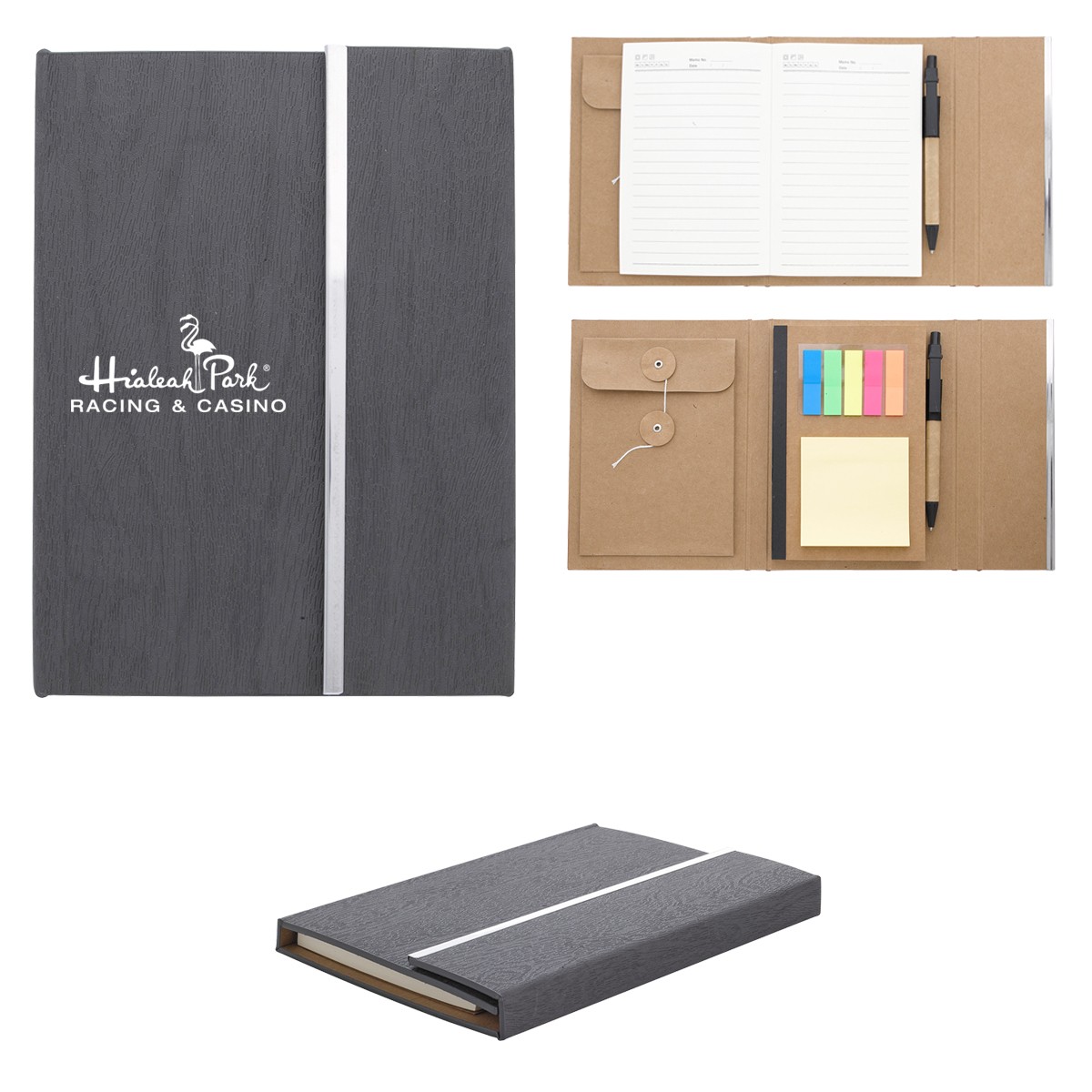 Picture of Woodgrain Padfolio With Sticky Notes And Flags