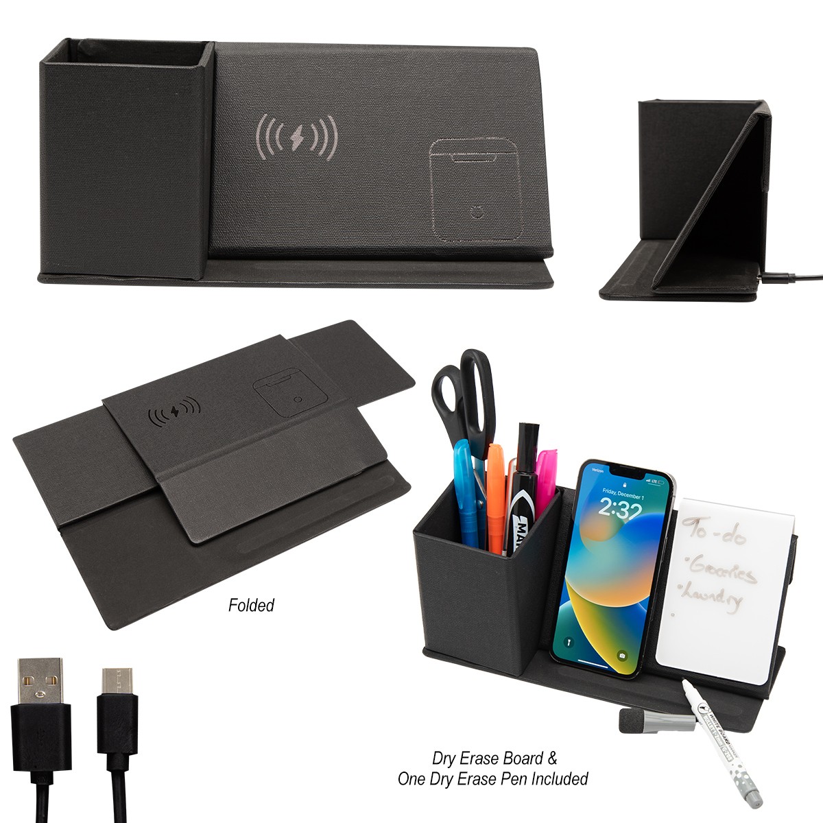 Picture of Wireless Charging Desk Organizer With Dry Erase Board