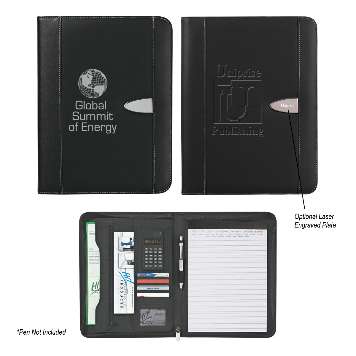 Picture of Eclipse Bonded Leather Zippered Portfolio With Calculator
