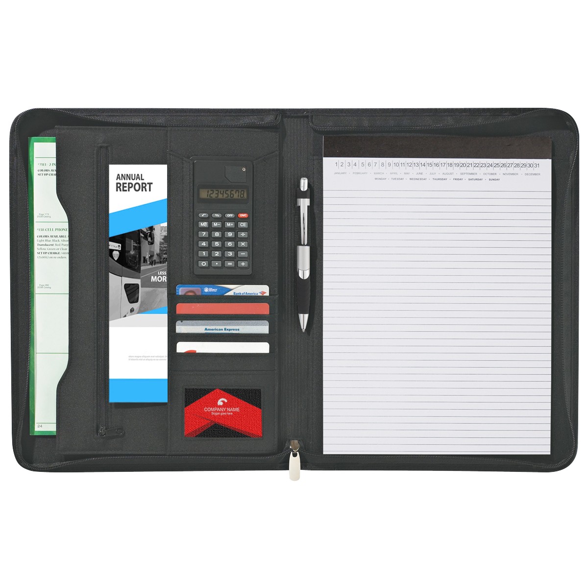 Picture of Eclipse Bonded Leather Zippered Portfolio With Calculator