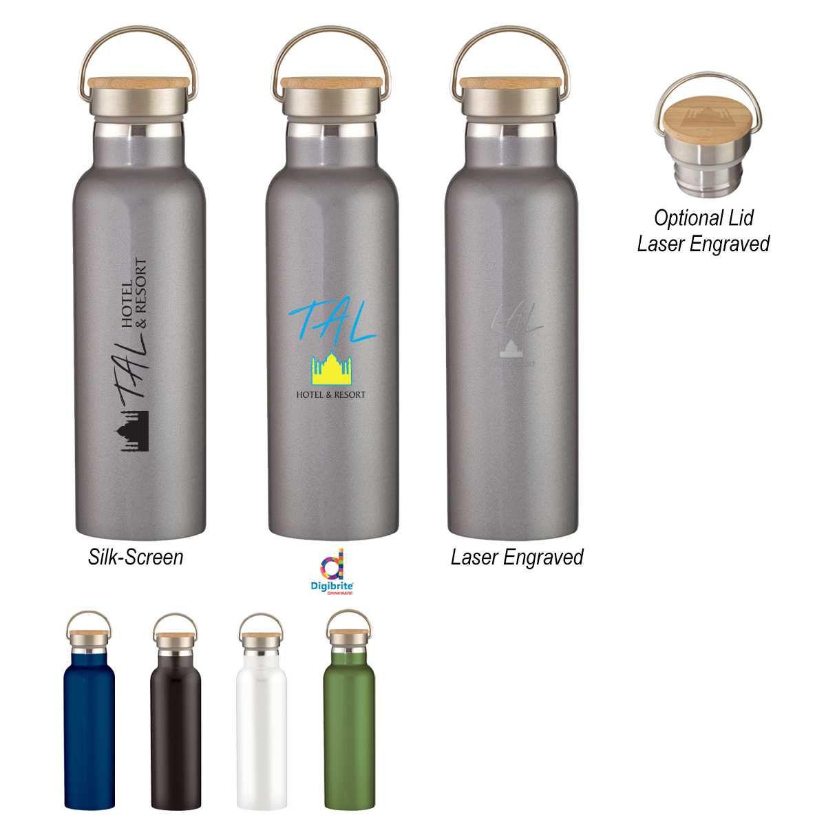 Picture of 21 Oz. Tipton Recycled Stainless Steel Bottle With Bamboo Lid