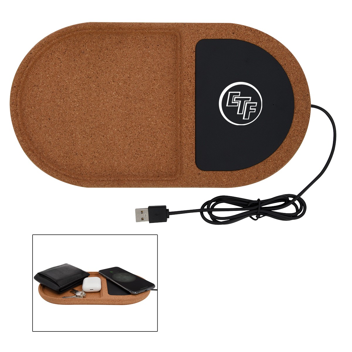 Picture of Cork Wireless Charging Pad Desktop Organizer