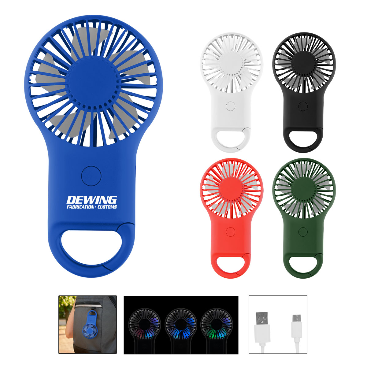 Picture of Rechargeable Handheld Fan With Carabiner 2.0