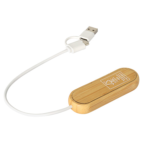 Picture of Bamboo Dual Port USB & Type-C Hub
