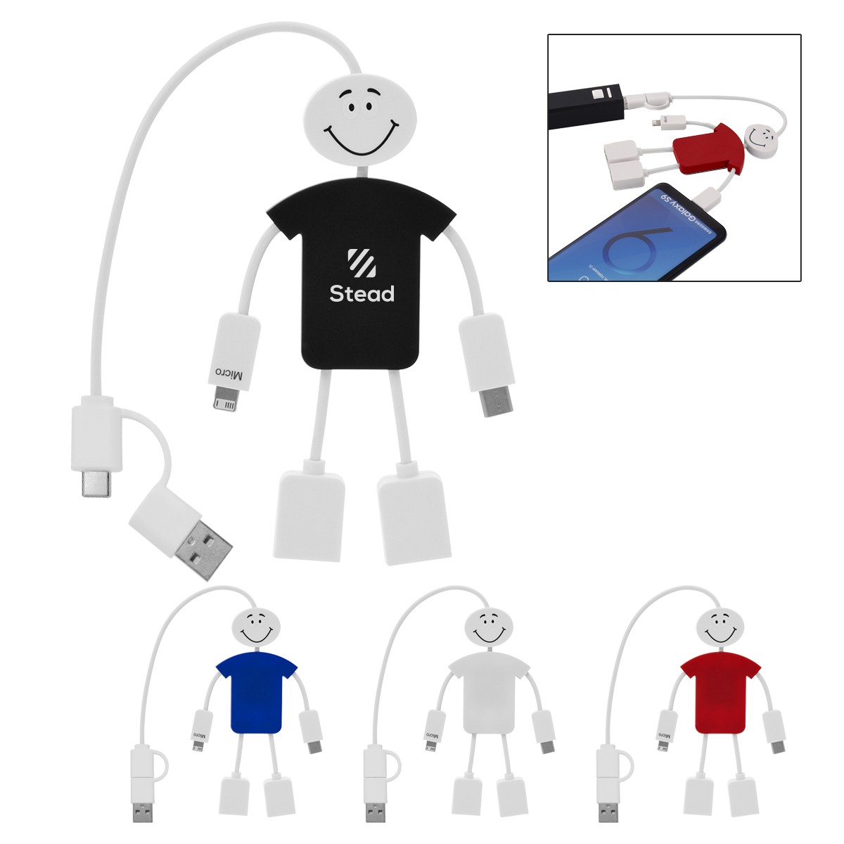 Picture of Techmate 3-in-1 Charging Cable & Usb Hub 2.0