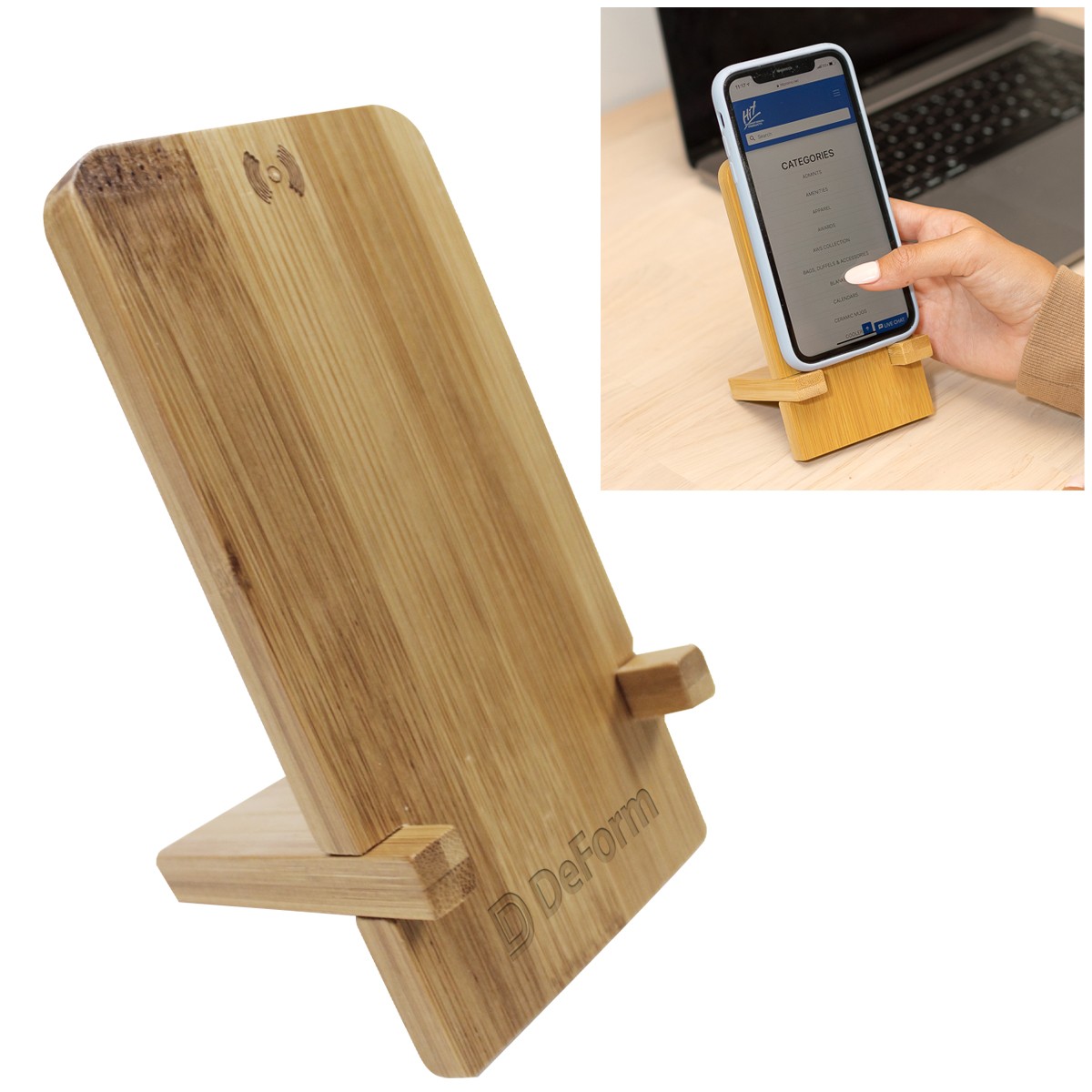 Picture of Bamboo Wireless Charger Phone Stand