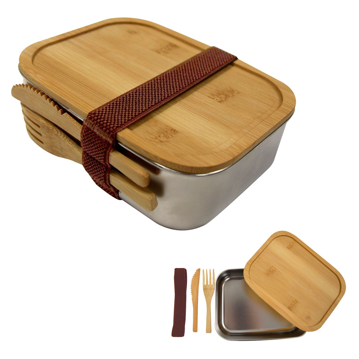 Picture of Sophisticate Stainless & Bamboo Bento Box