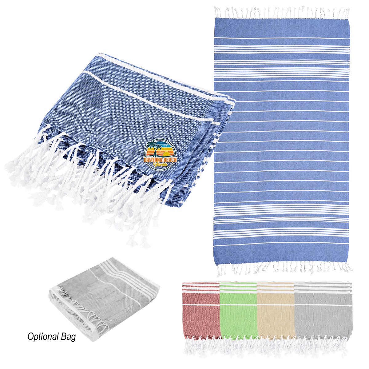 Picture of Recycled Beach Blanket With Tassel Fringe
