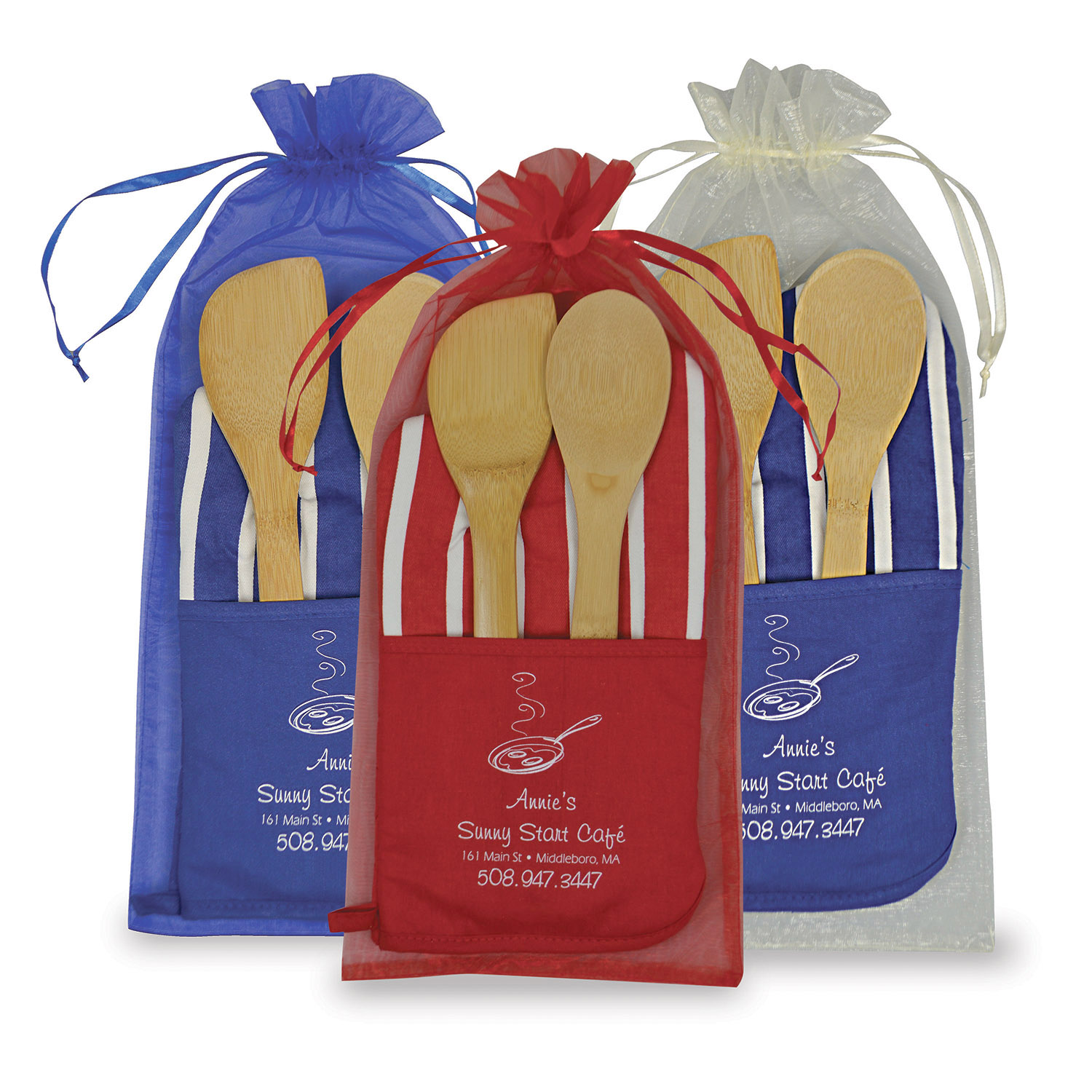Picture of Chef's Therma-Grip Striped Oven Mitt Bamboo Combo