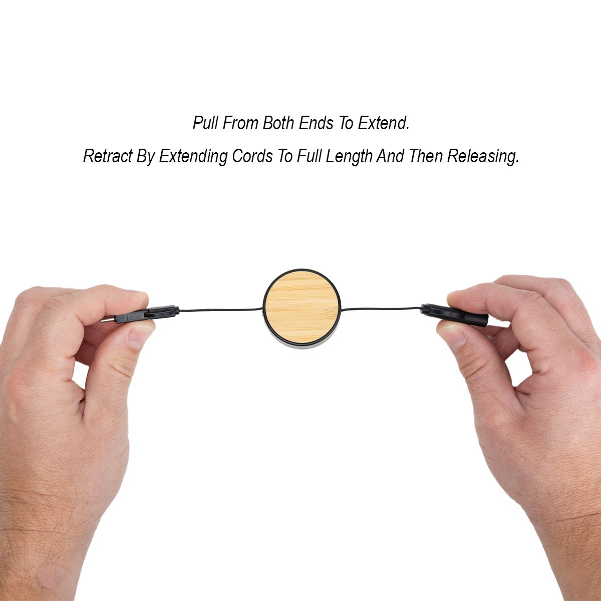 Picture of Bamboo Retractable 3-in-1 Charging Cable