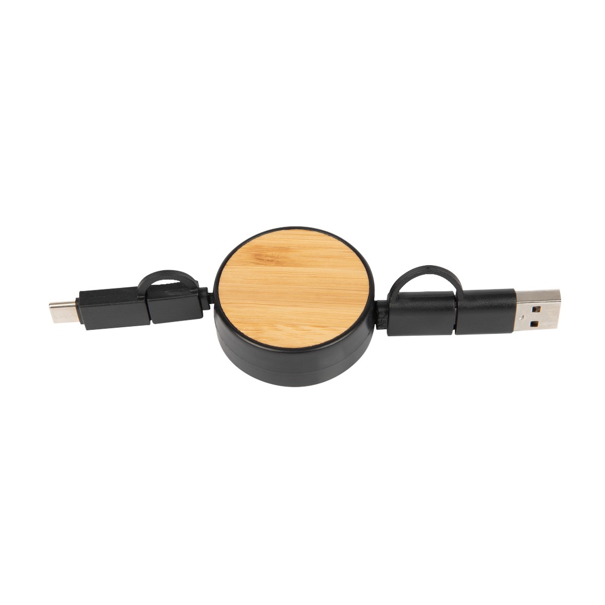 Picture of Bamboo Retractable 3-in-1 Charging Cable