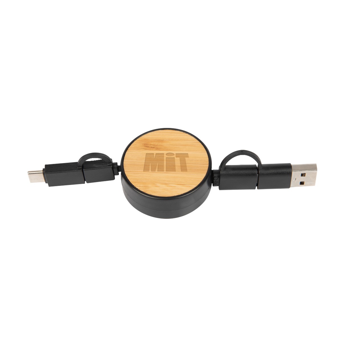 Picture of Bamboo Retractable 3-in-1 Charging Cable