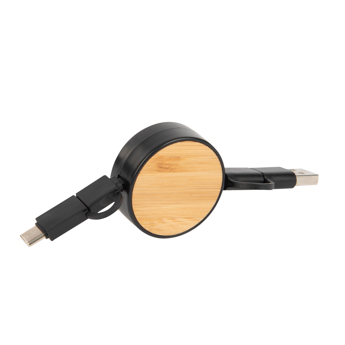 Picture of Bamboo Retractable 3-in-1 Charging Cable