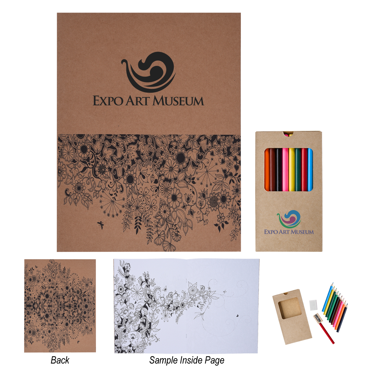 Picture of Adult Coloring Book With Colored Pencils