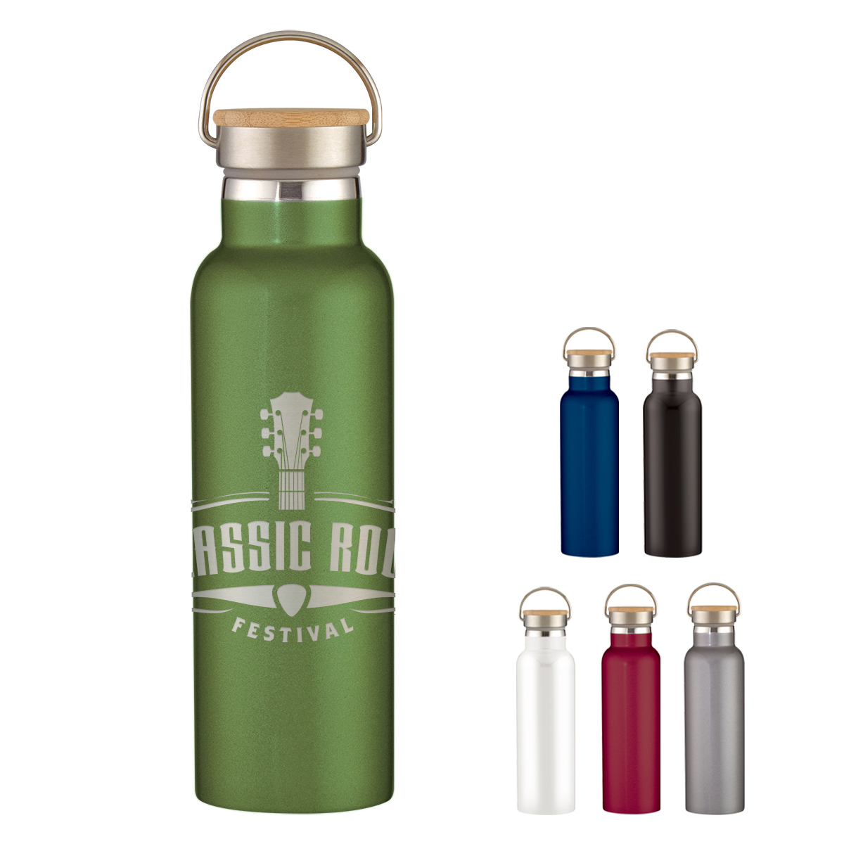 Picture of 21 Oz. Full Laser Tipton Stainless Steel Bottle With Bamboo Lid