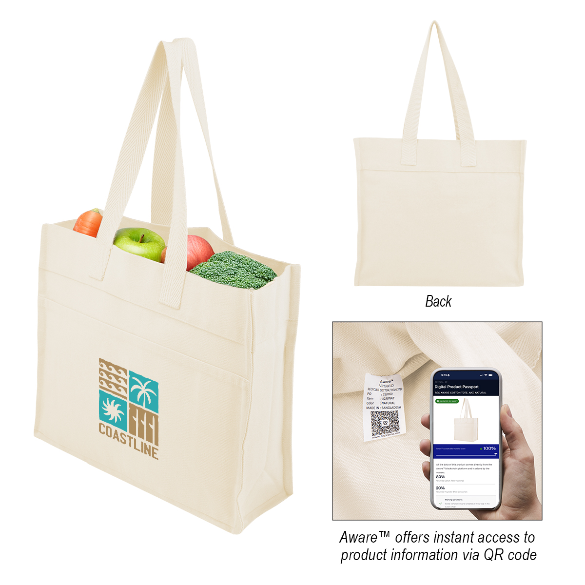 Picture of Aware™ 4 Oz. Recycled Cotton Tote Bag